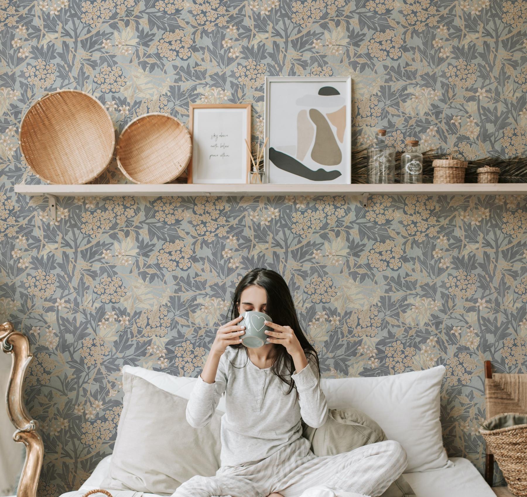 Classic Botanical Floral Foliage Wallpaper Mural