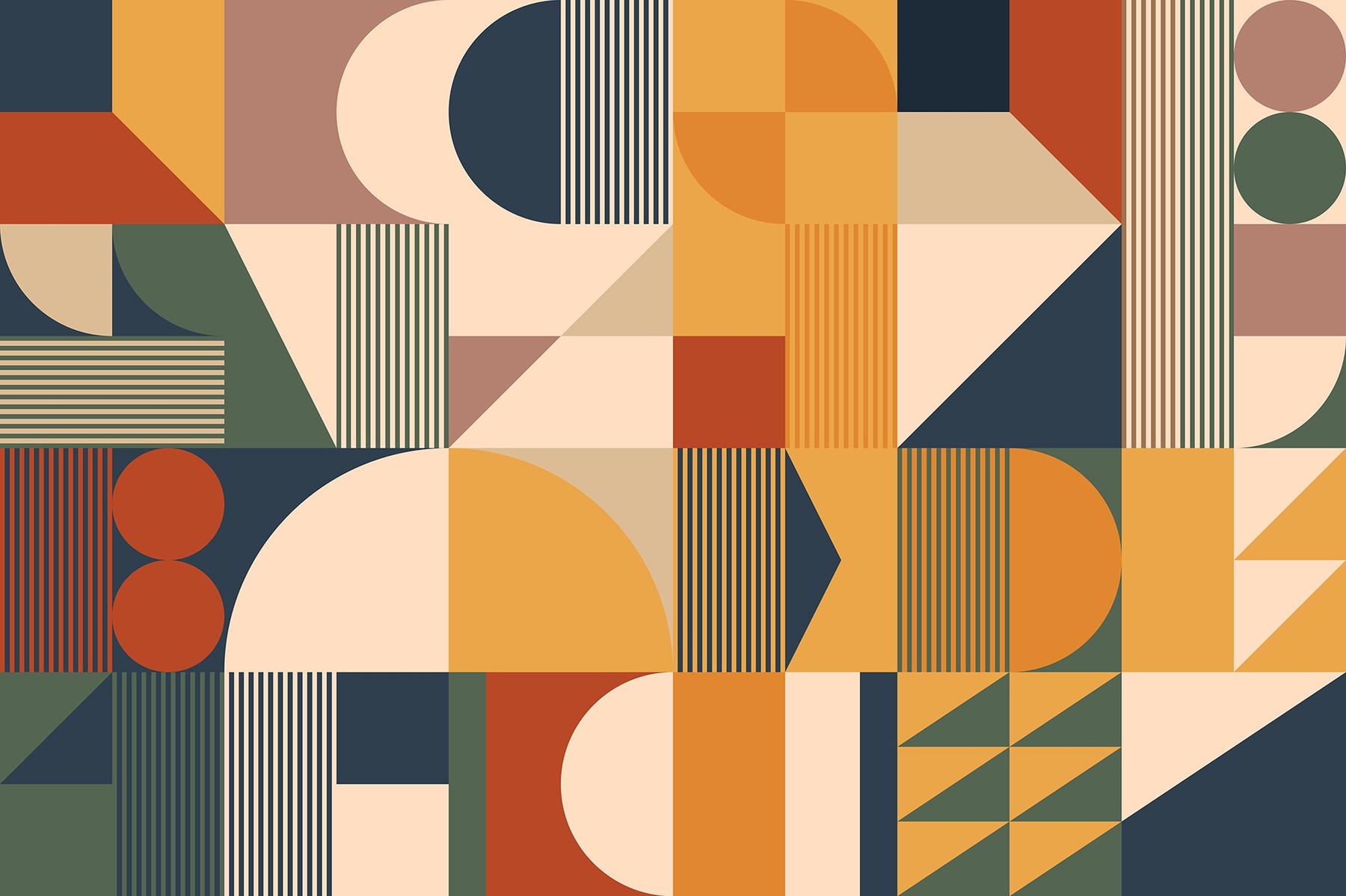 Contemporary Colorful Abstract Geometric Shapes Wallpaper Mural