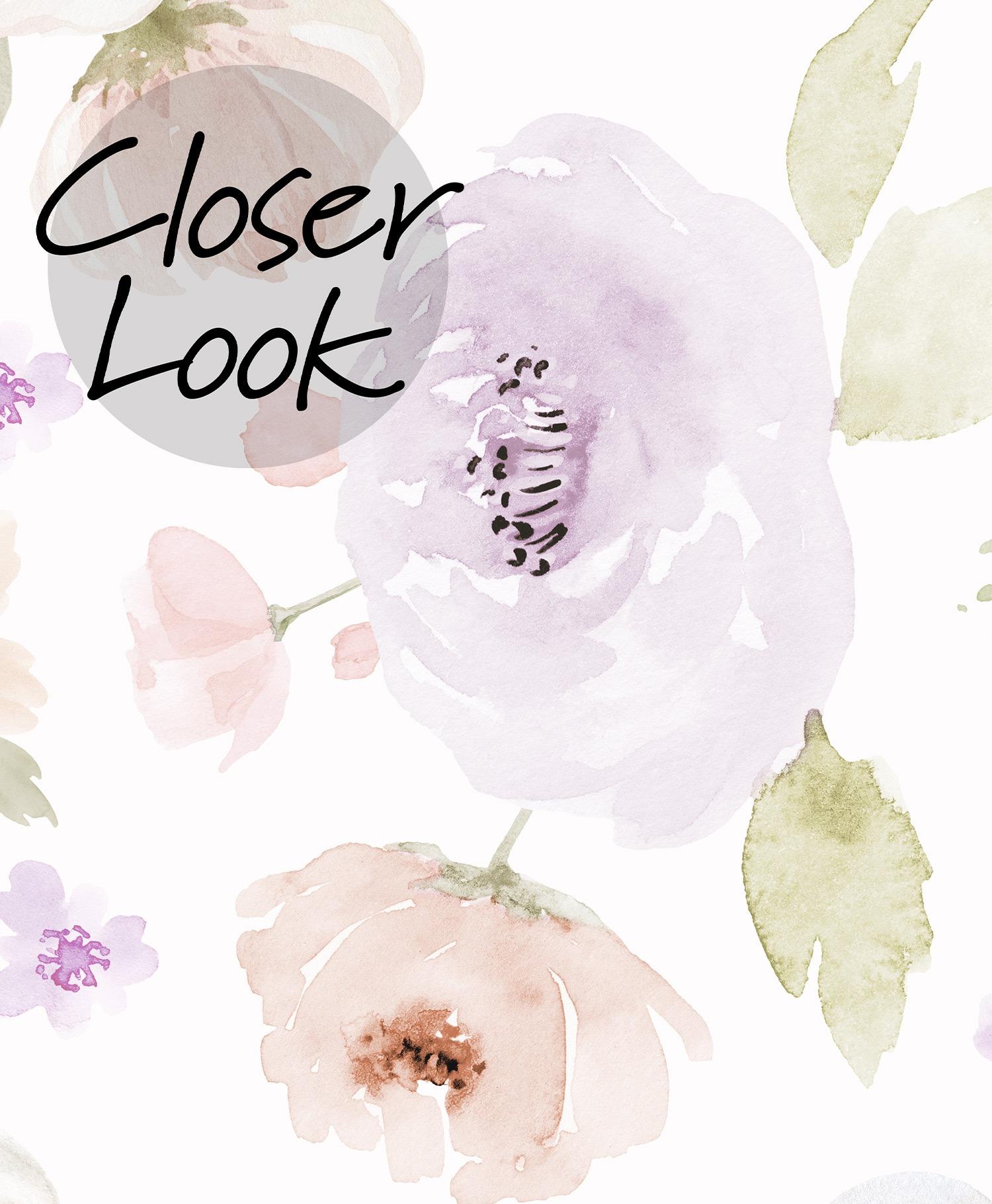 Kids Romantic Watercolor Floral Wallpaper Mural