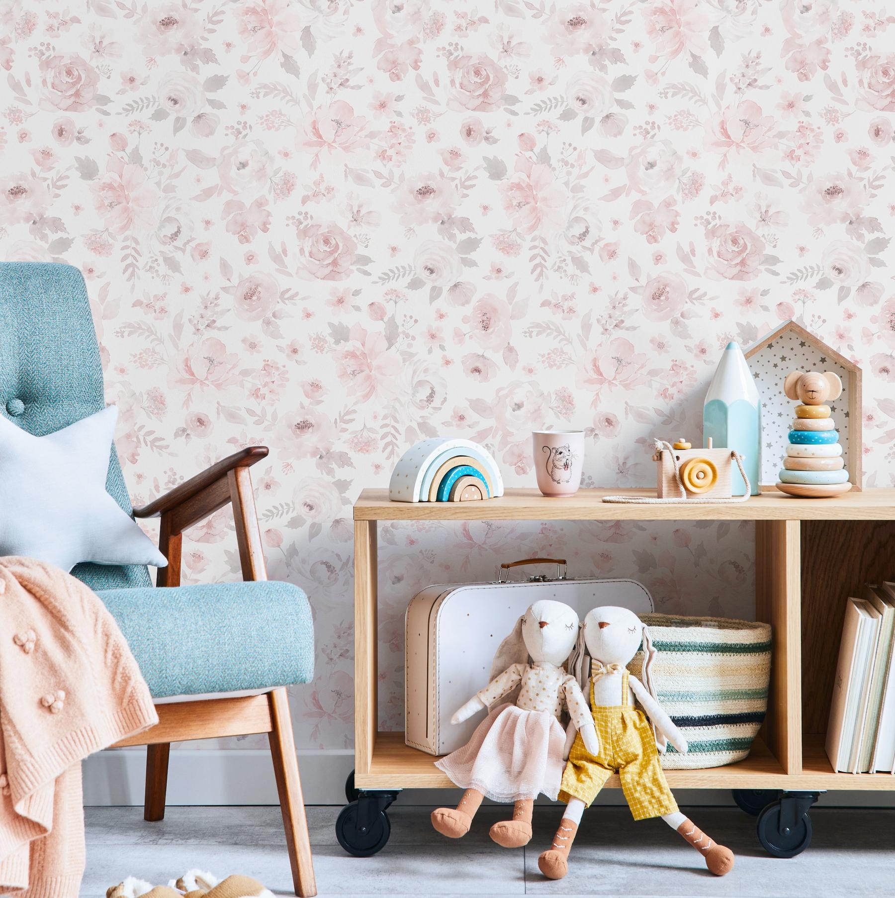 Kids Soft English Floral Wallpaper Mural