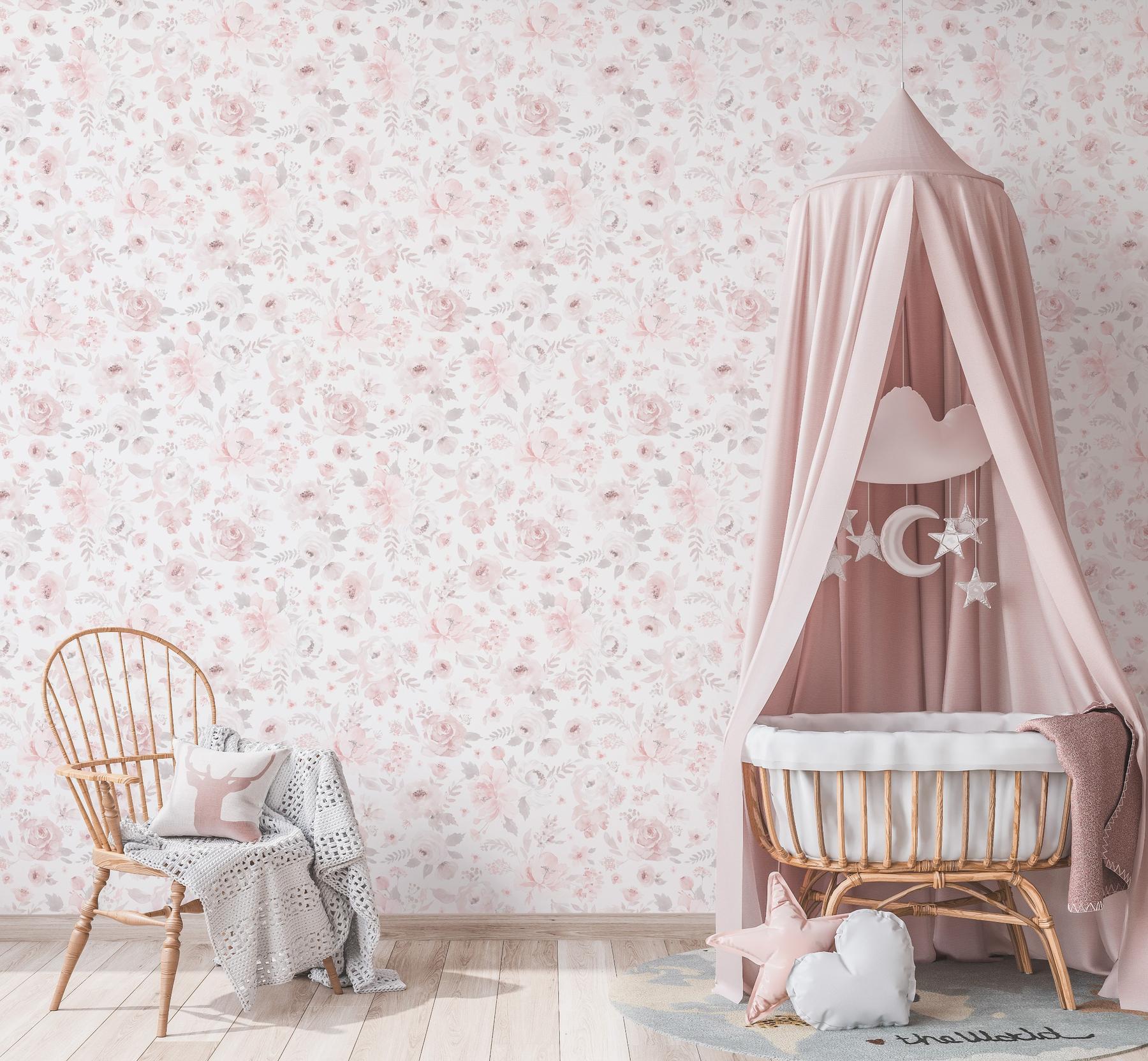 Kids Soft English Floral Wallpaper Mural