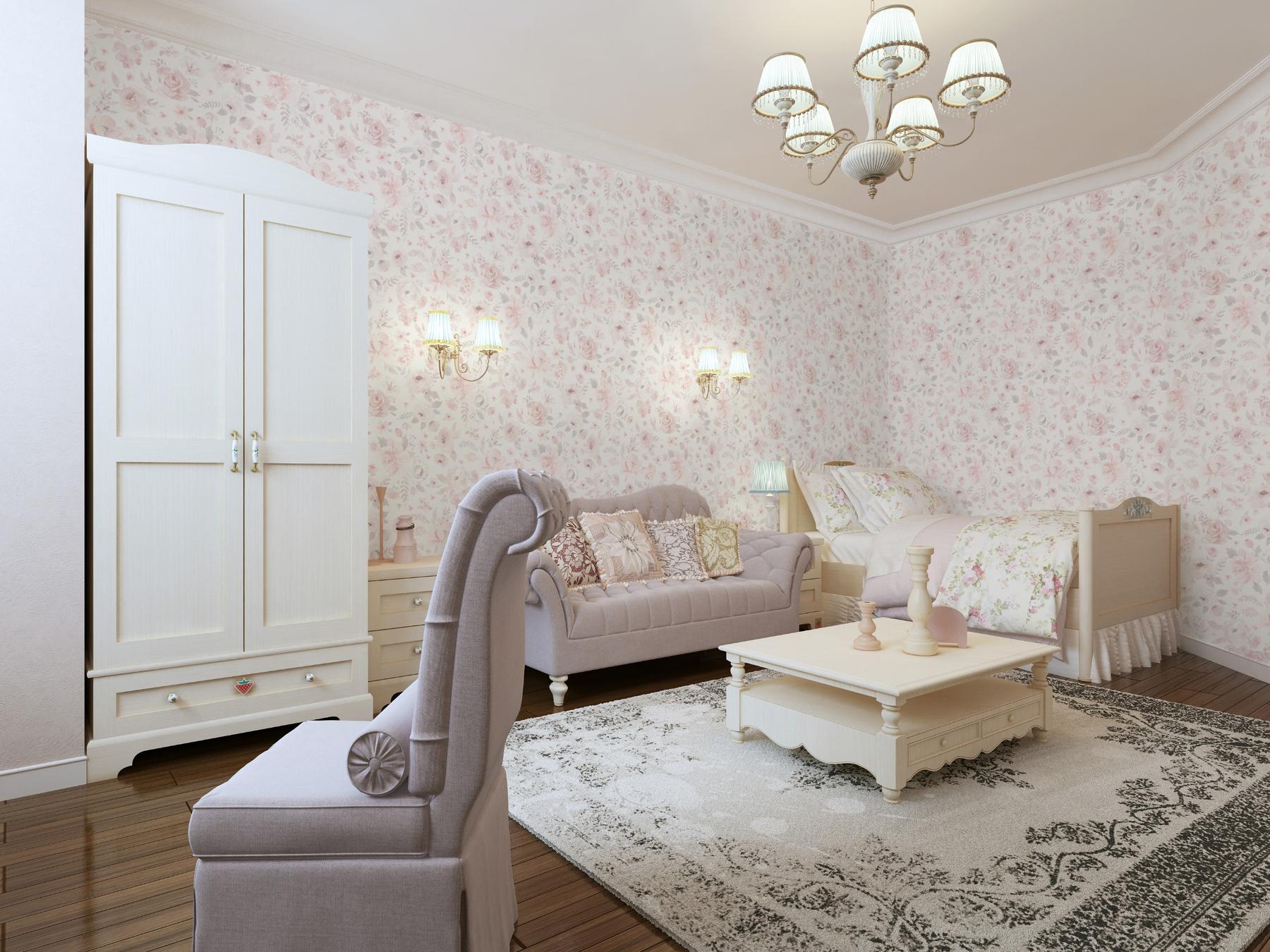 Kids Soft English Floral Wallpaper Mural