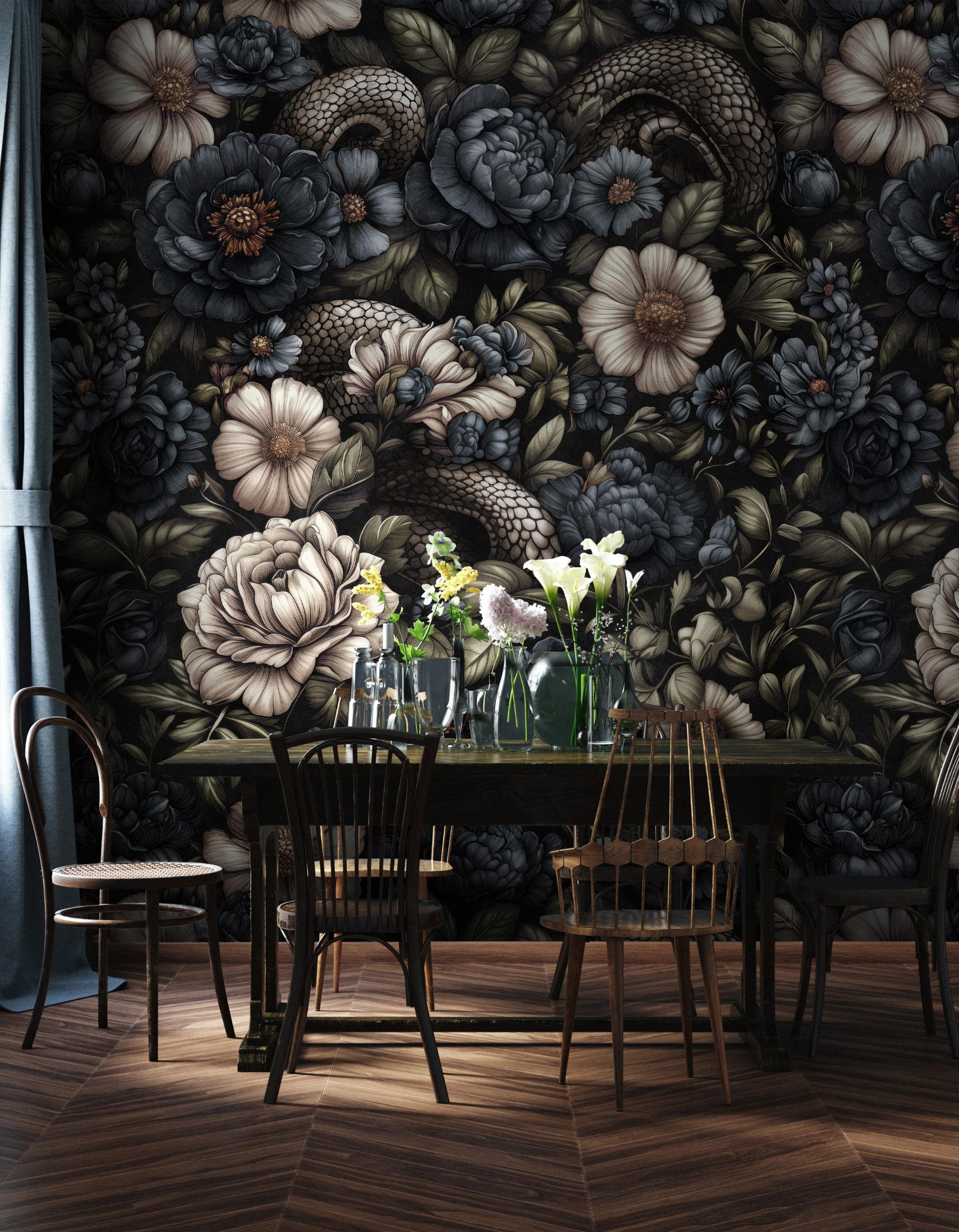 Gothic Serpent Flowers Wallpaper Mural