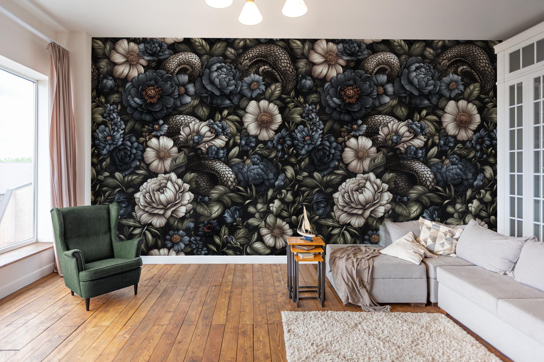 Gothic Serpent Flowers Wallpaper Mural