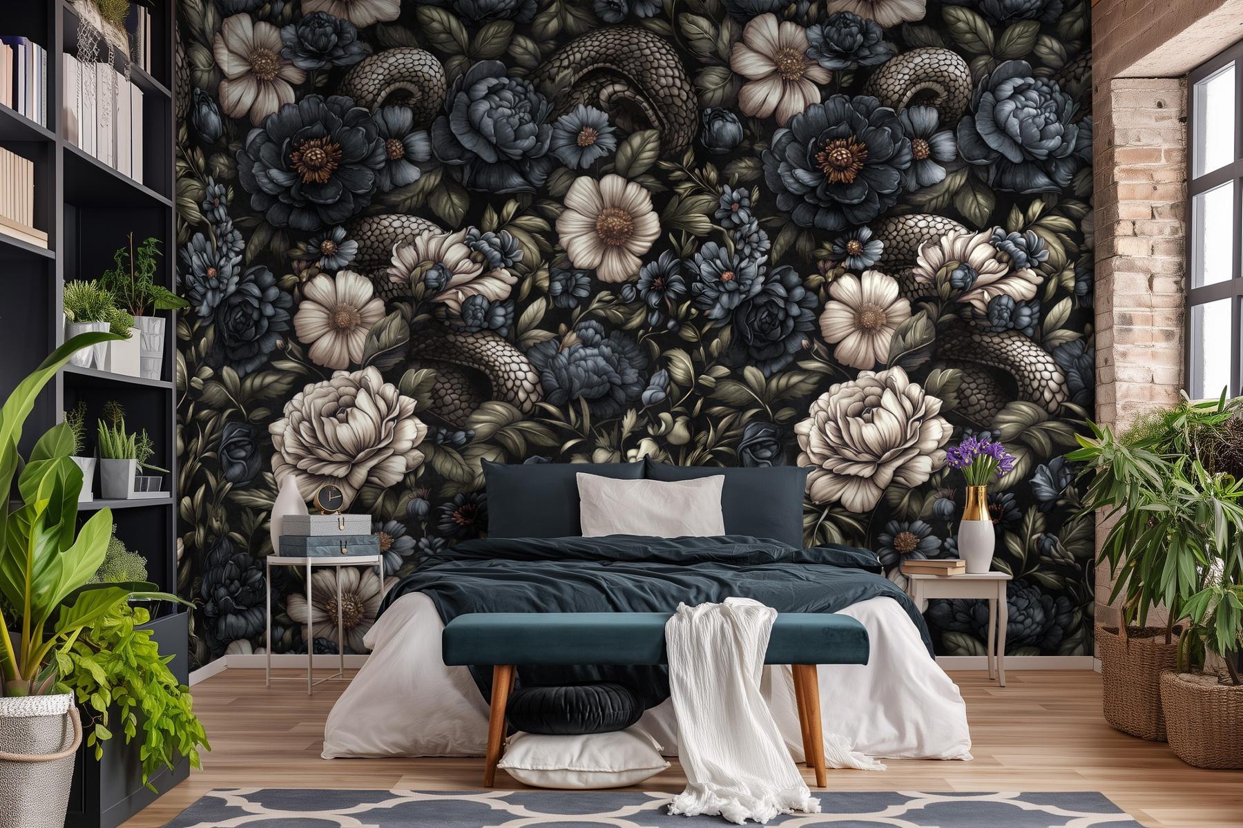 Gothic Serpent Flowers Wallpaper Mural