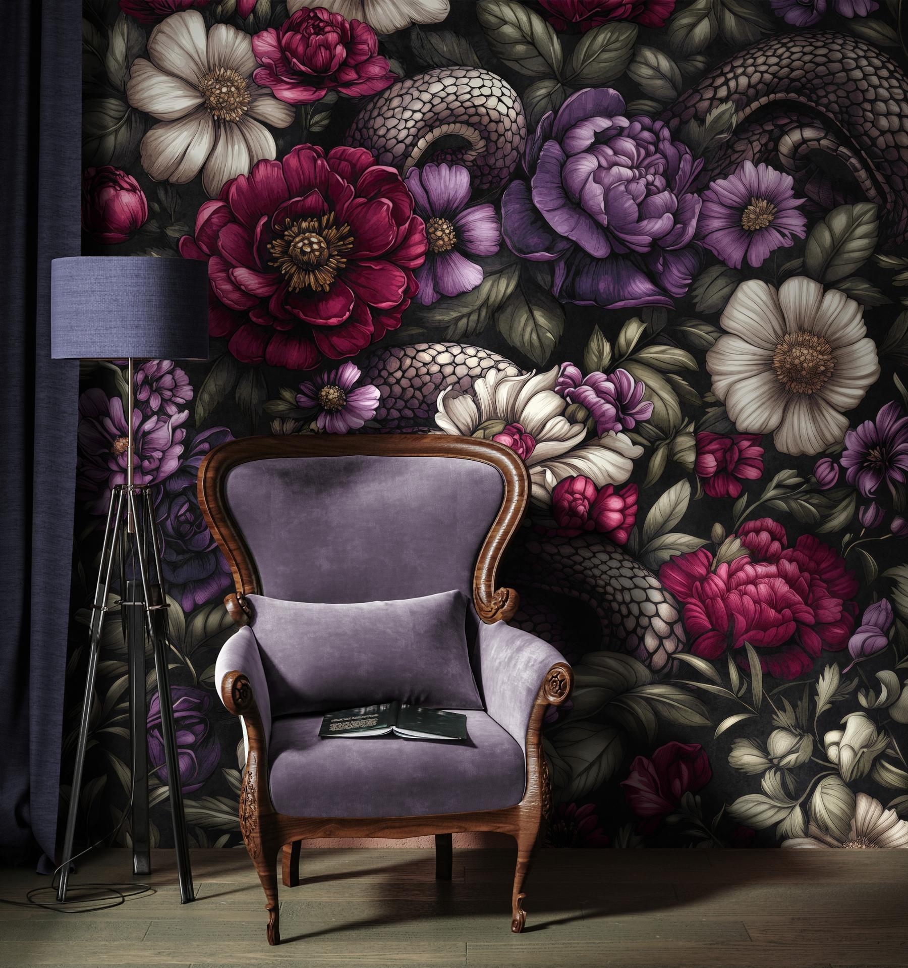 Gothic Serpent Flowers Wallpaper Mural
