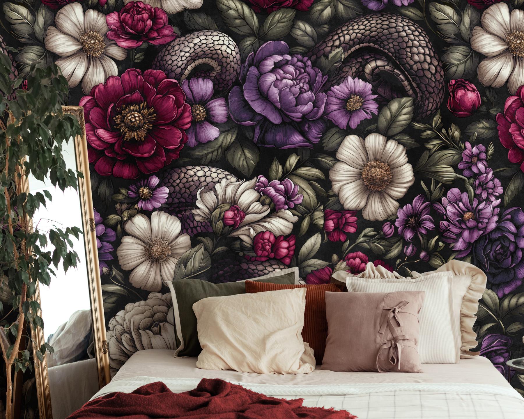 Gothic Serpent Flowers Wallpaper Mural