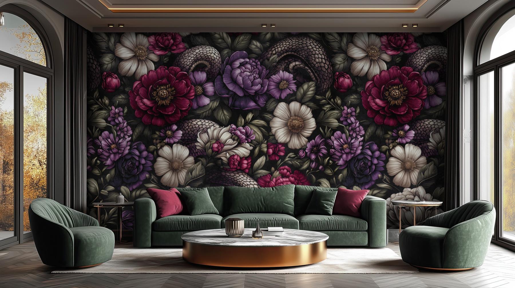 Gothic Serpent Flowers Wallpaper Mural