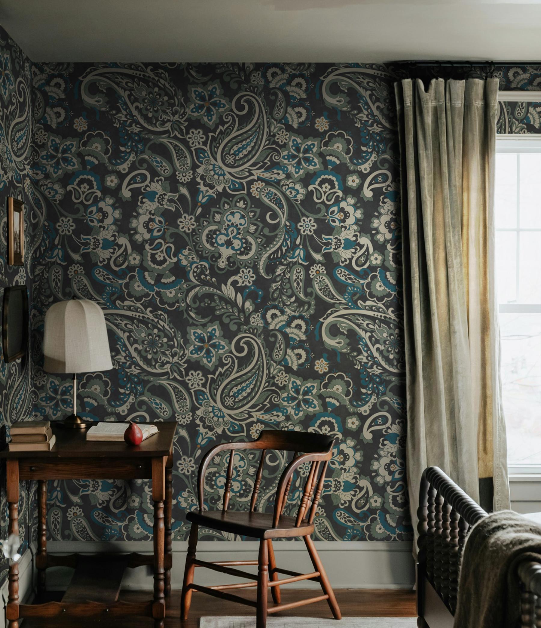 Vintage Floral Paisley Wallpaper Mural