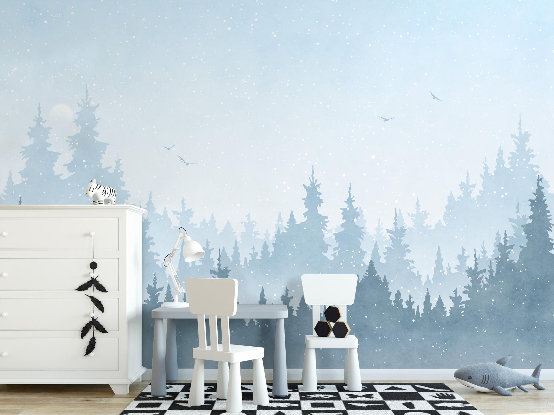 Kids Peaceful Forest Silhouette Wallpaper Mural