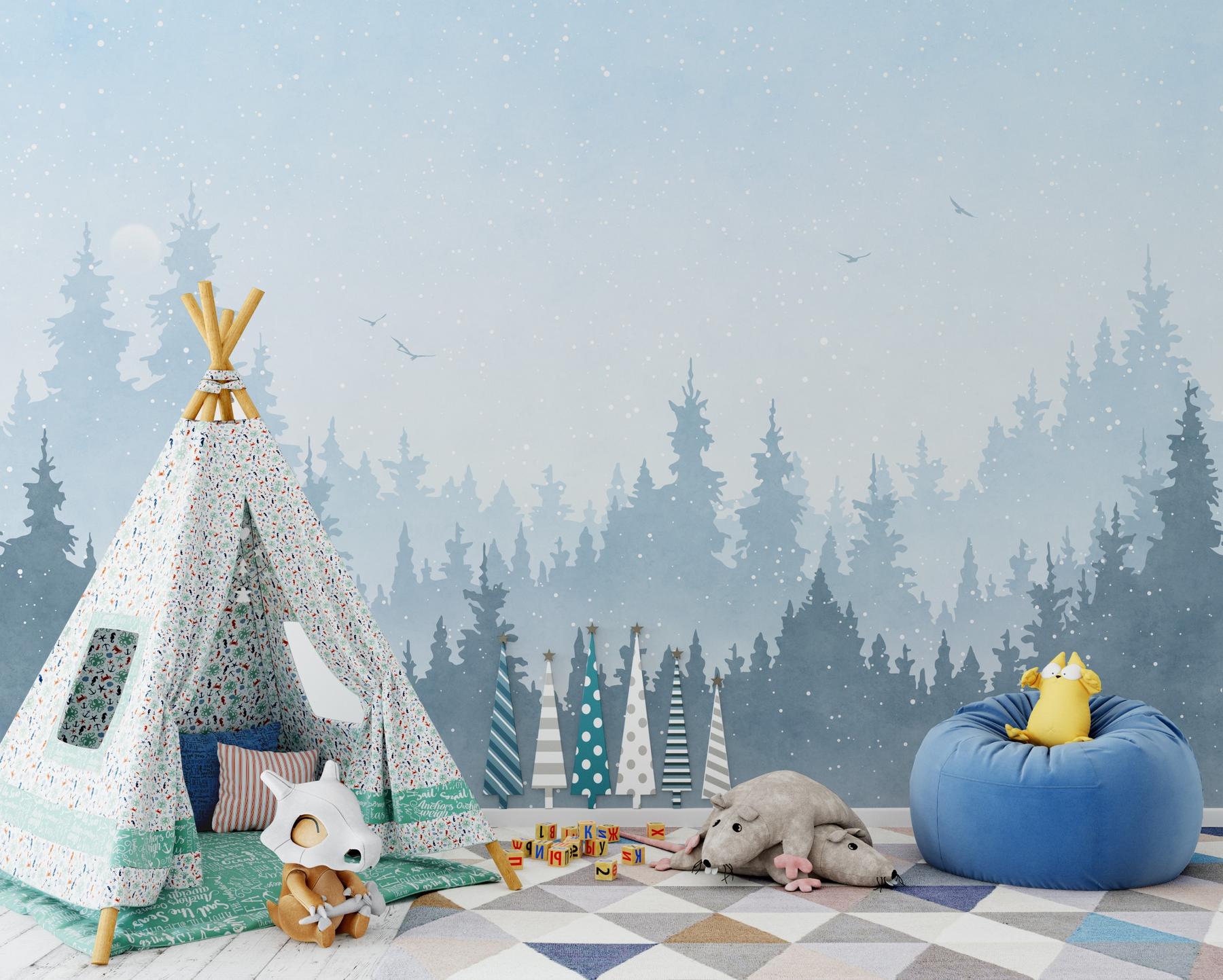 Kids Peaceful Forest Silhouette Wallpaper Mural