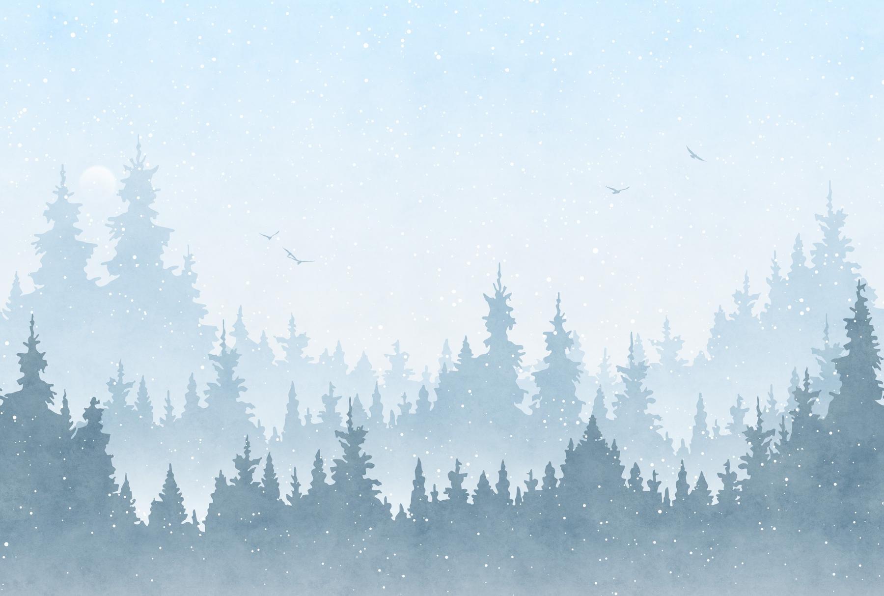 Kids Peaceful Forest Silhouette Wallpaper Mural