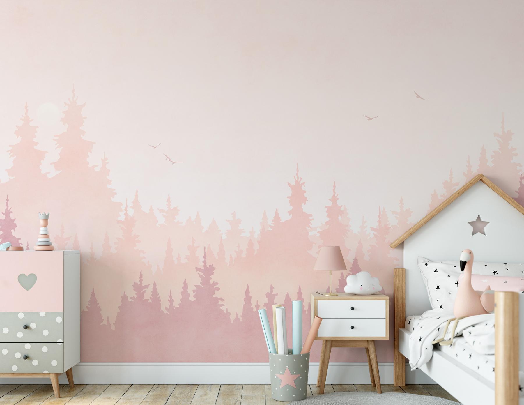 Kids Peaceful Forest Silhouette Wallpaper Mural