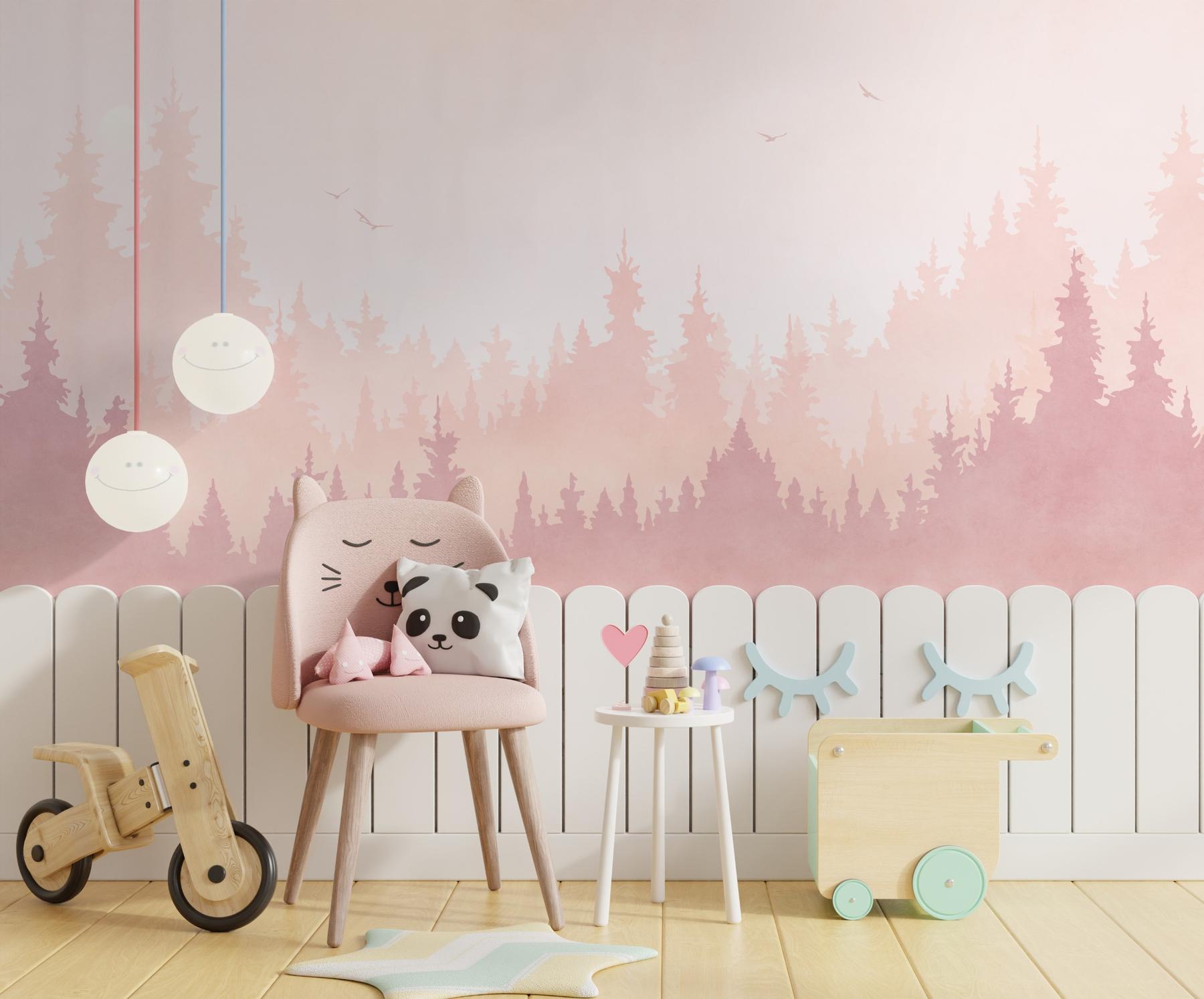 Kids Peaceful Forest Silhouette Wallpaper Mural