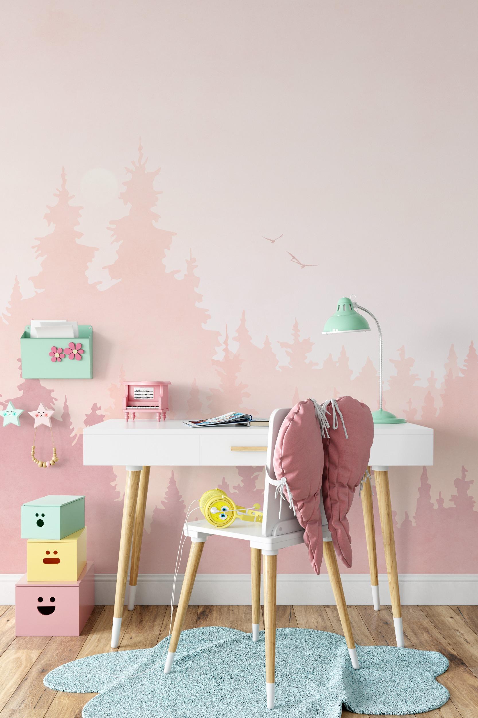 Kids Peaceful Forest Silhouette Wallpaper Mural