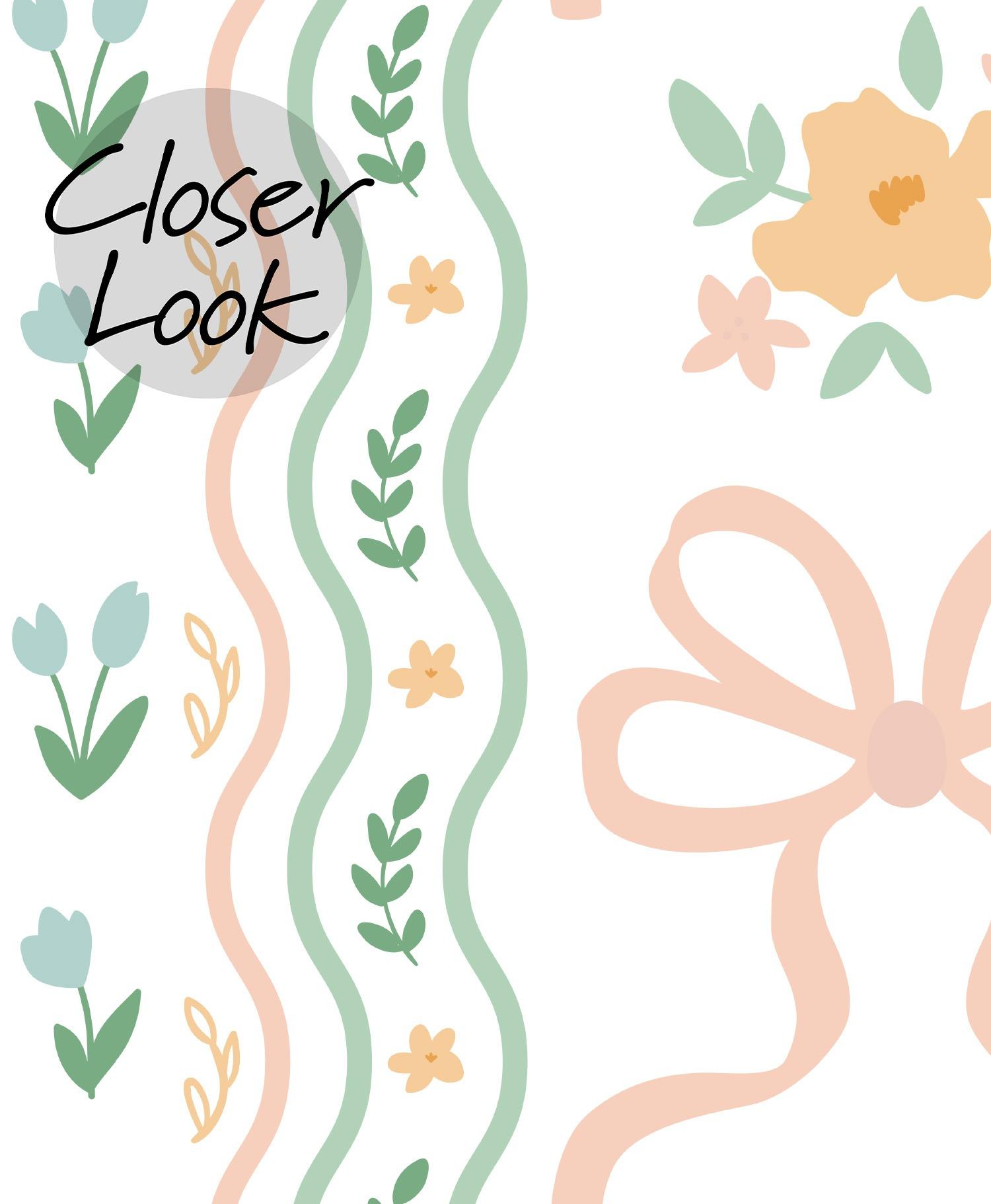 Charming Ribbon and Flowers Wallpaper Mural