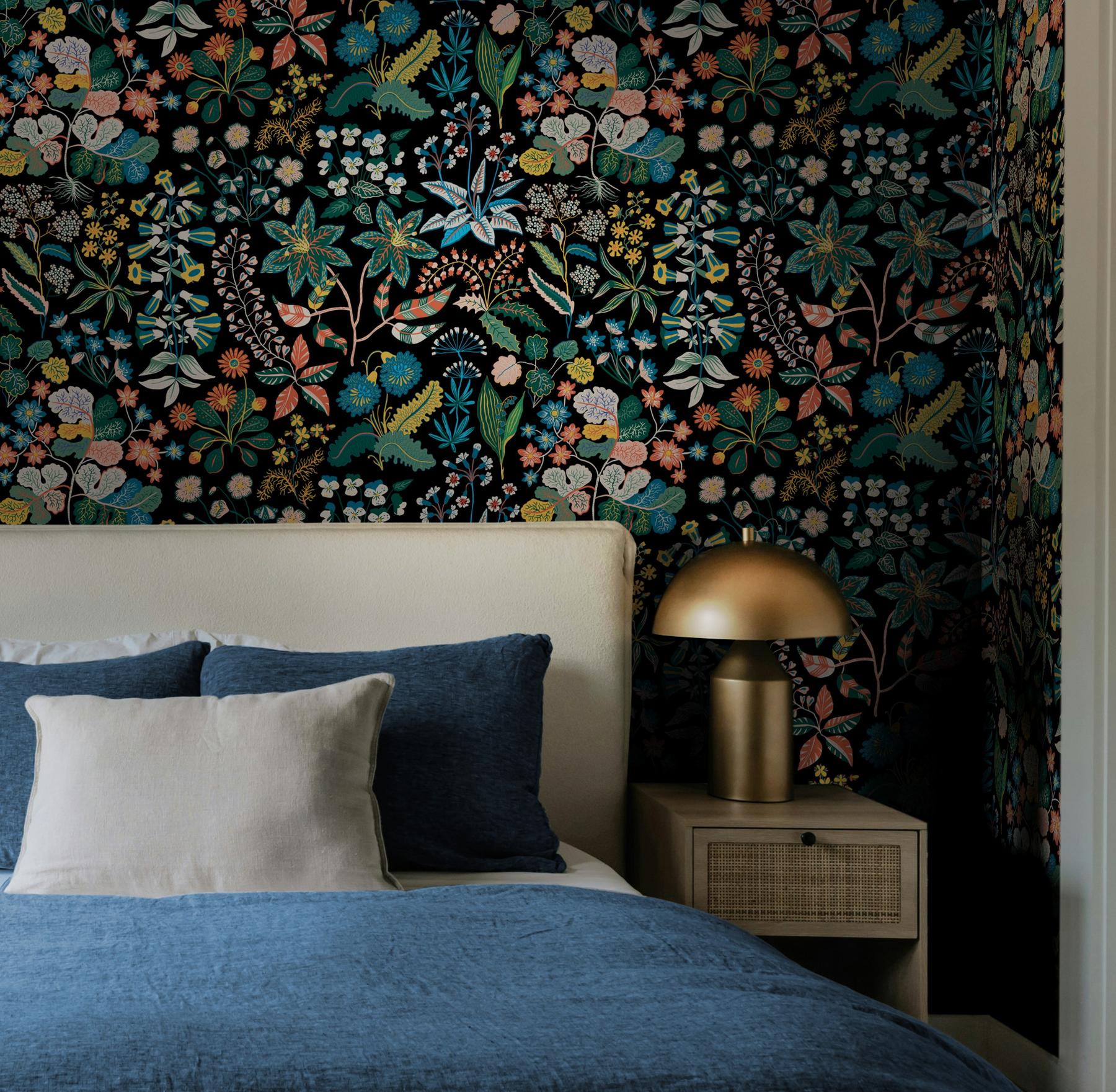 Vintage Dark Botanical Garden Wallpaper Mural