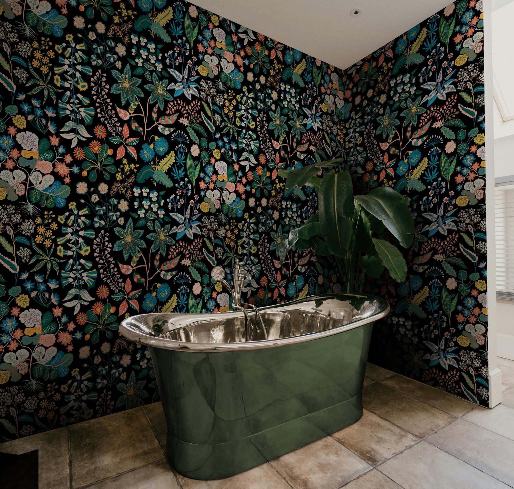 Vintage Dark Botanical Garden Wallpaper Mural