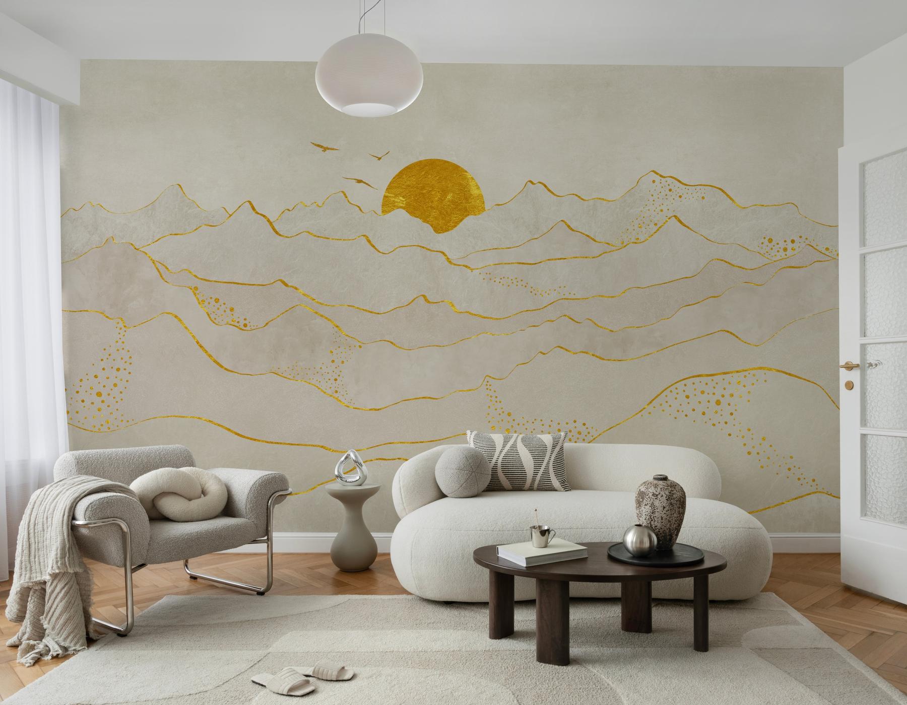 Elegant Sunset Mountain Landscape Wallpaper Mural