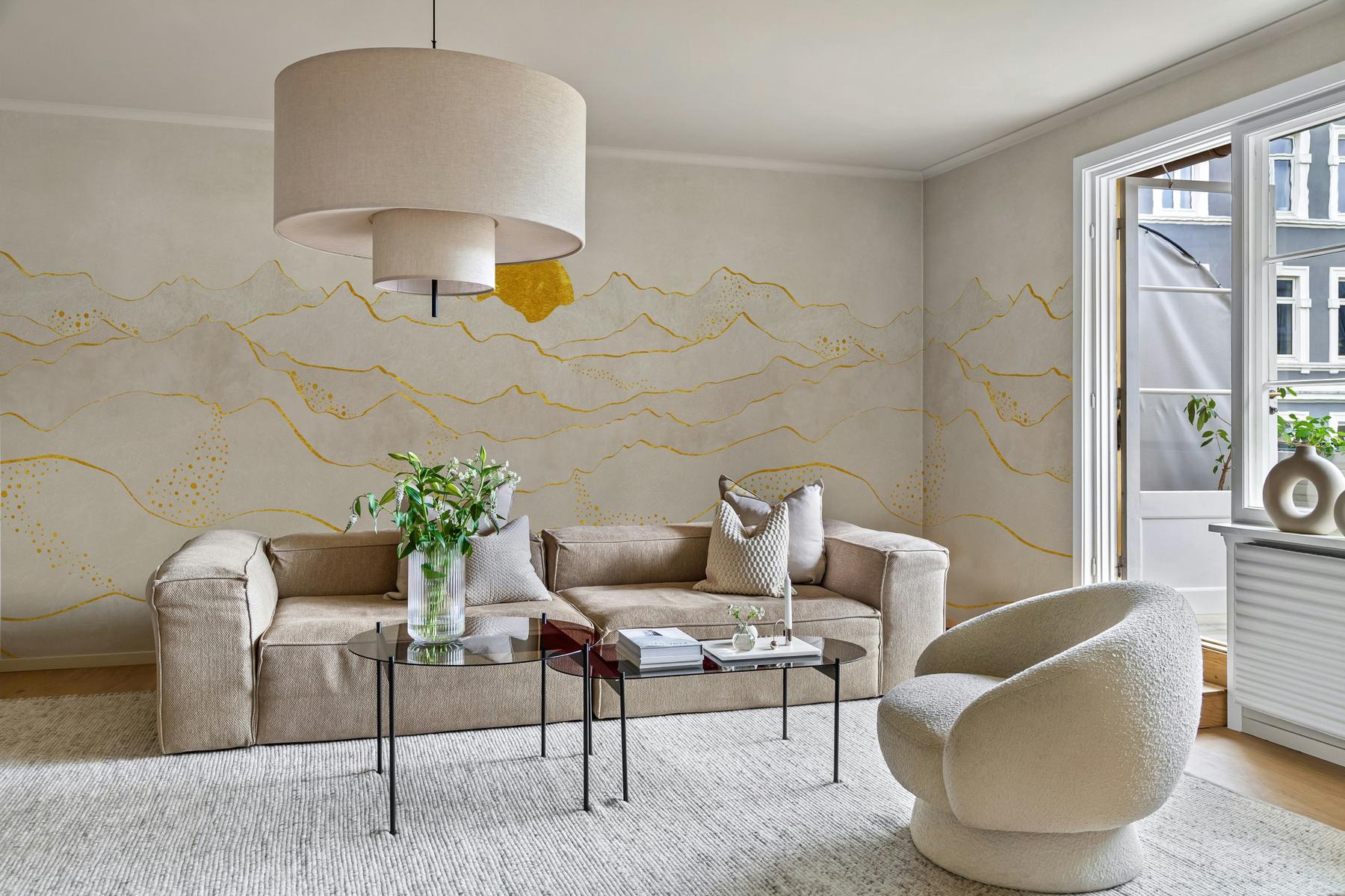 Elegant Sunset Mountain Landscape Wallpaper Mural