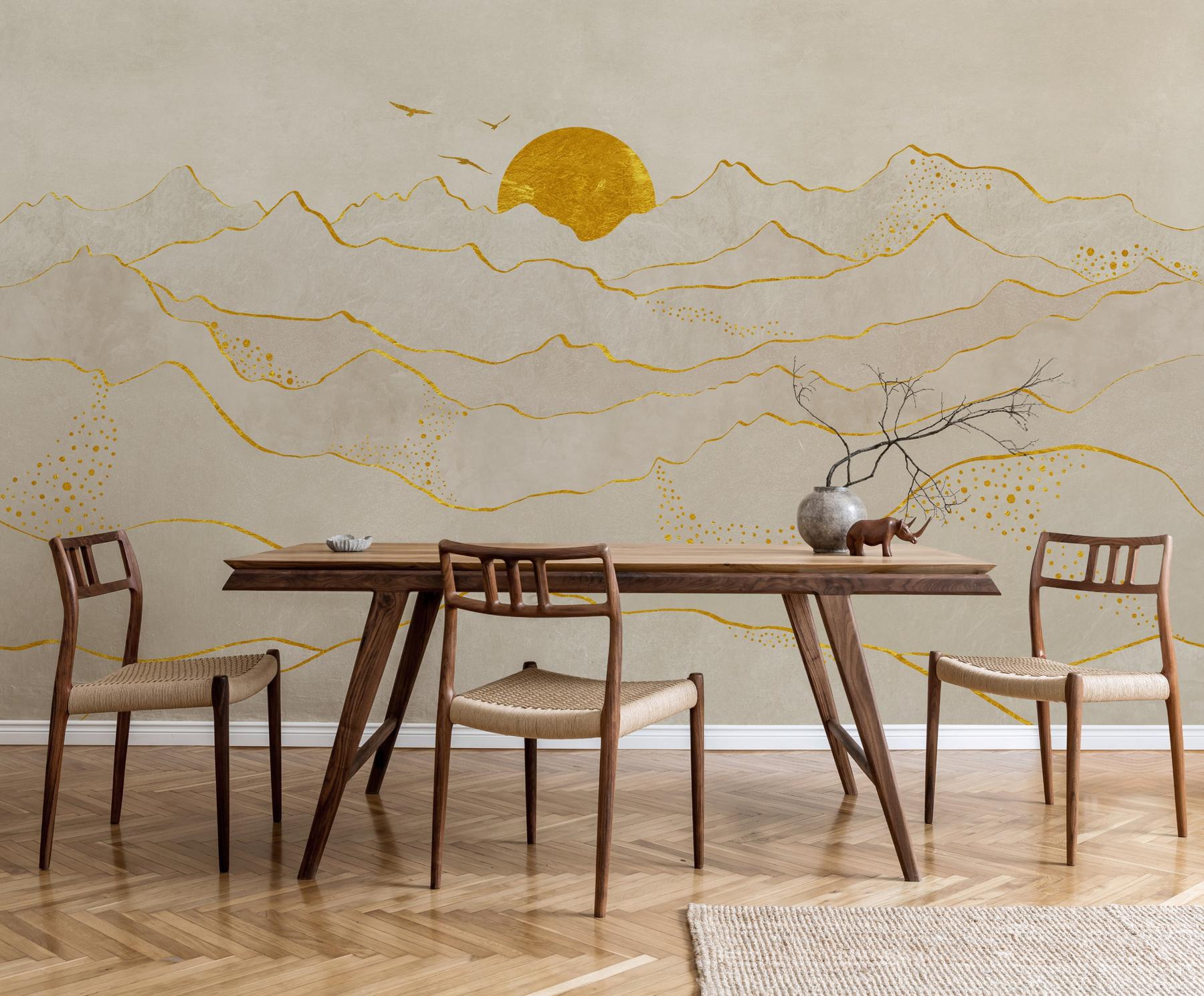 Elegant Sunset Mountain Landscape Wallpaper Mural