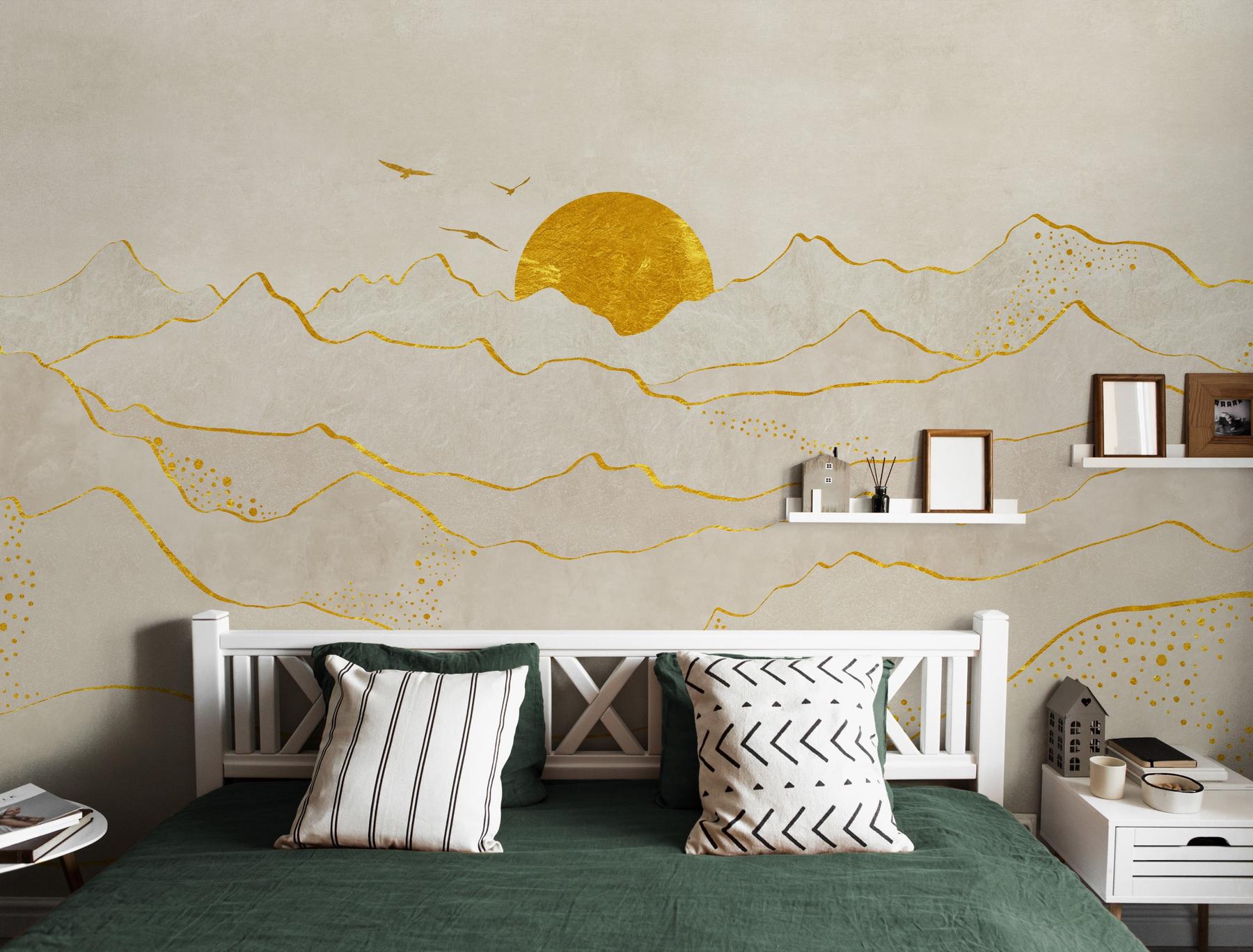 Elegant Sunset Mountain Landscape Wallpaper Mural