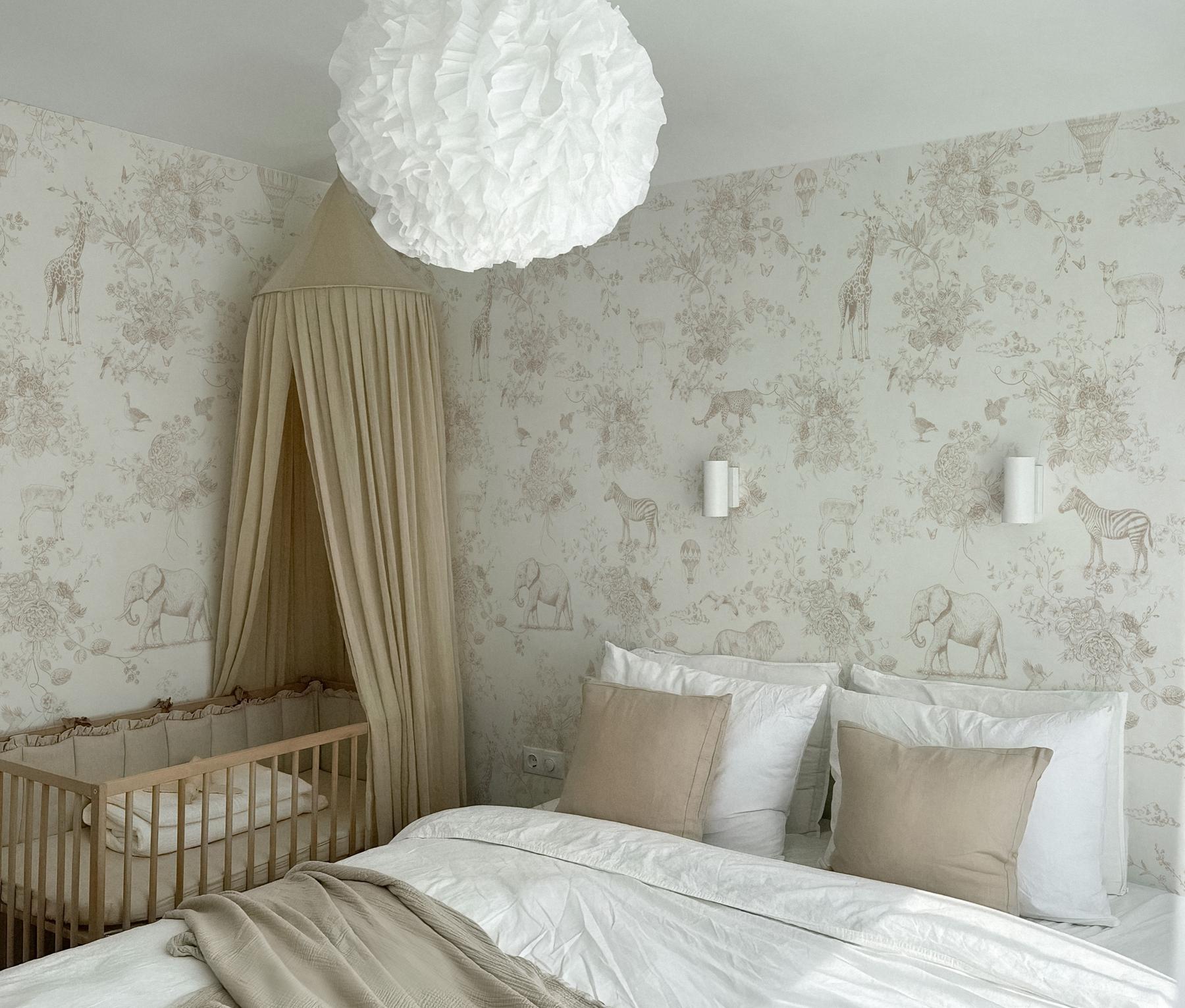 Kids Whimsical Safari Animal and Floral Wallpaper Mural
