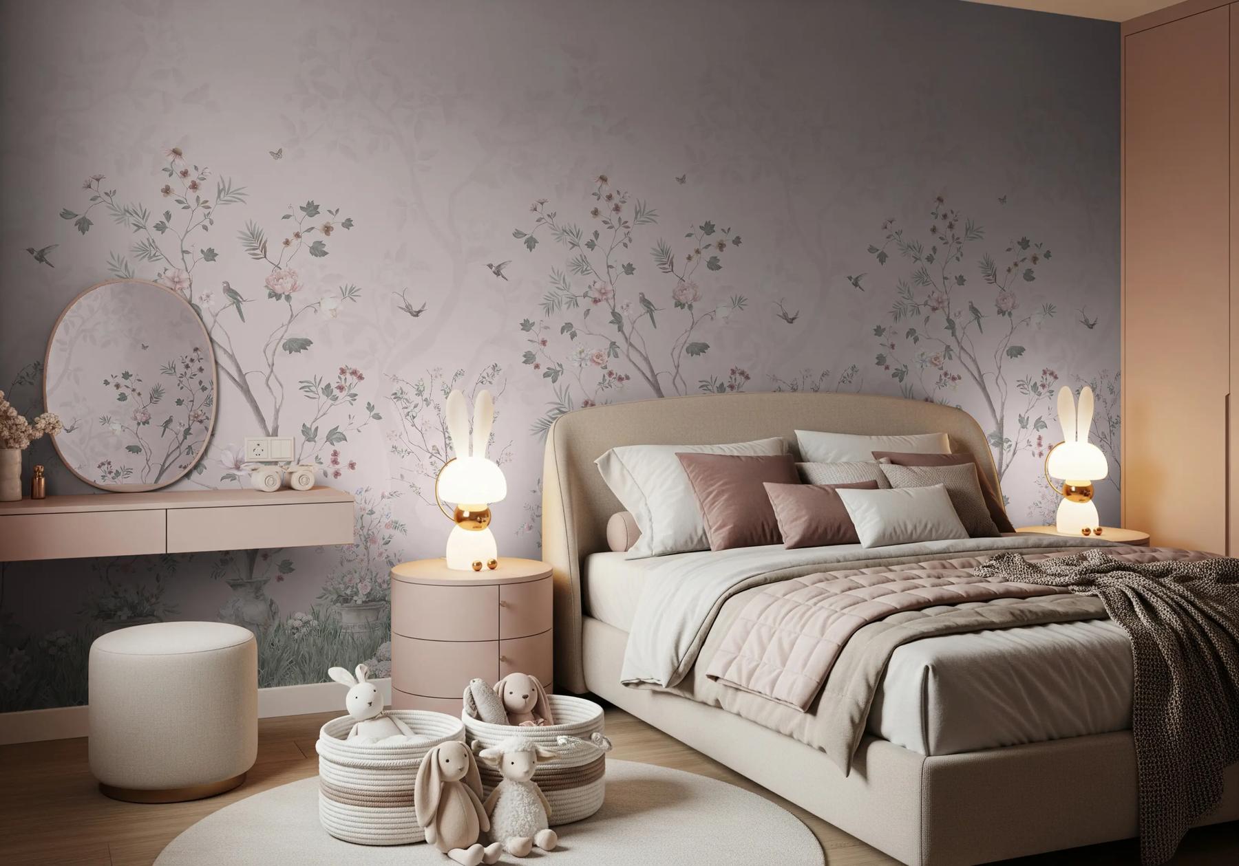 Soft Chinoiserie Floral Garden Wallpaper Mural