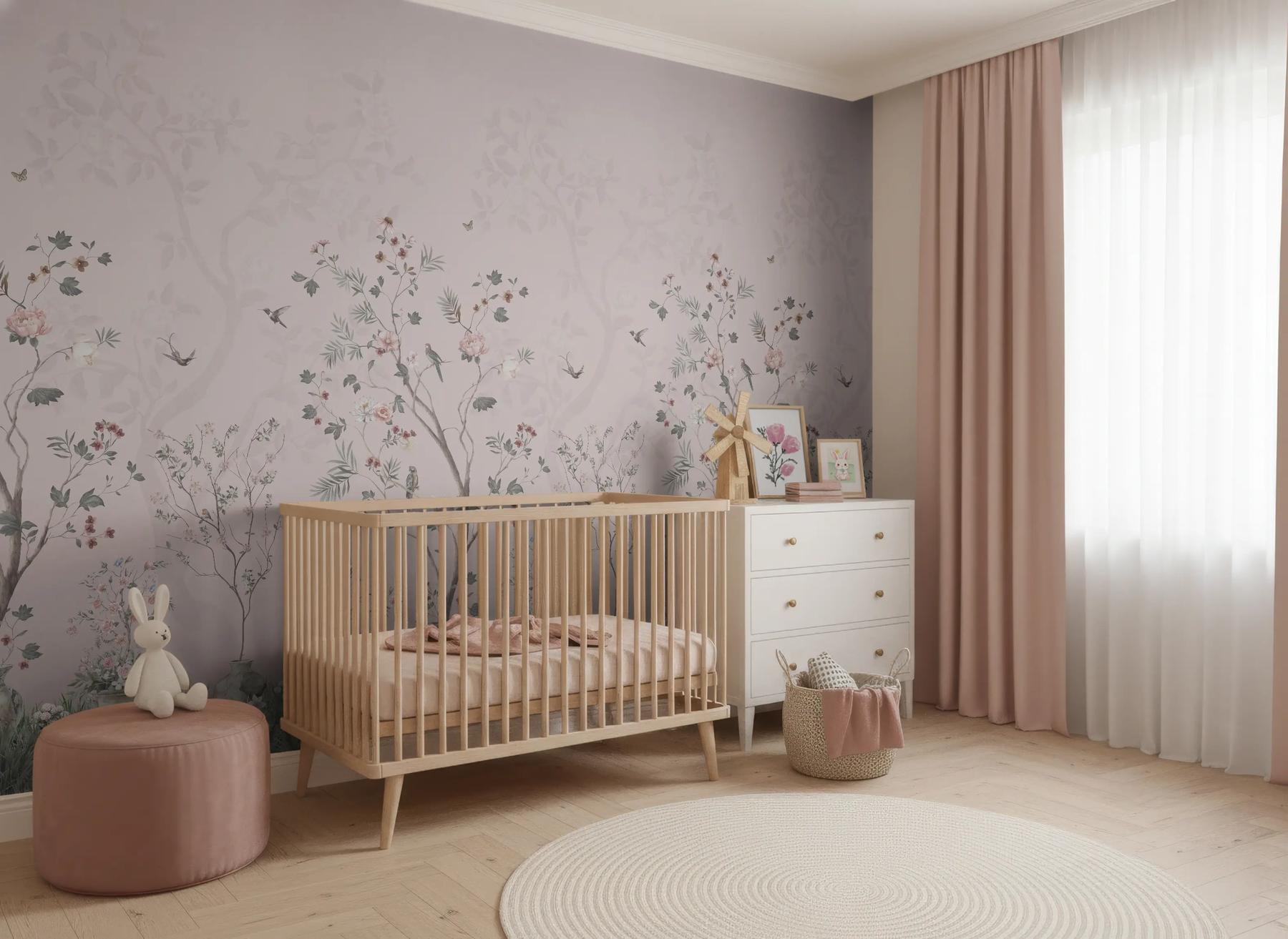 Soft Chinoiserie Floral Garden Wallpaper Mural