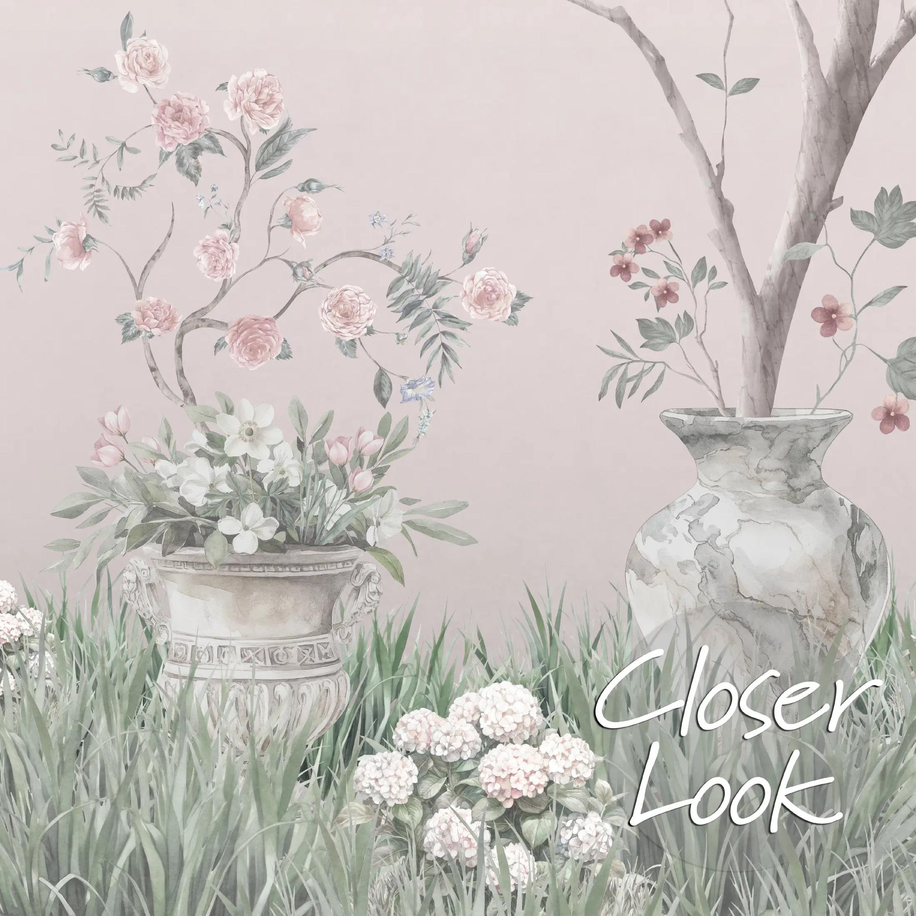 Soft Chinoiserie Floral Garden Wallpaper Mural