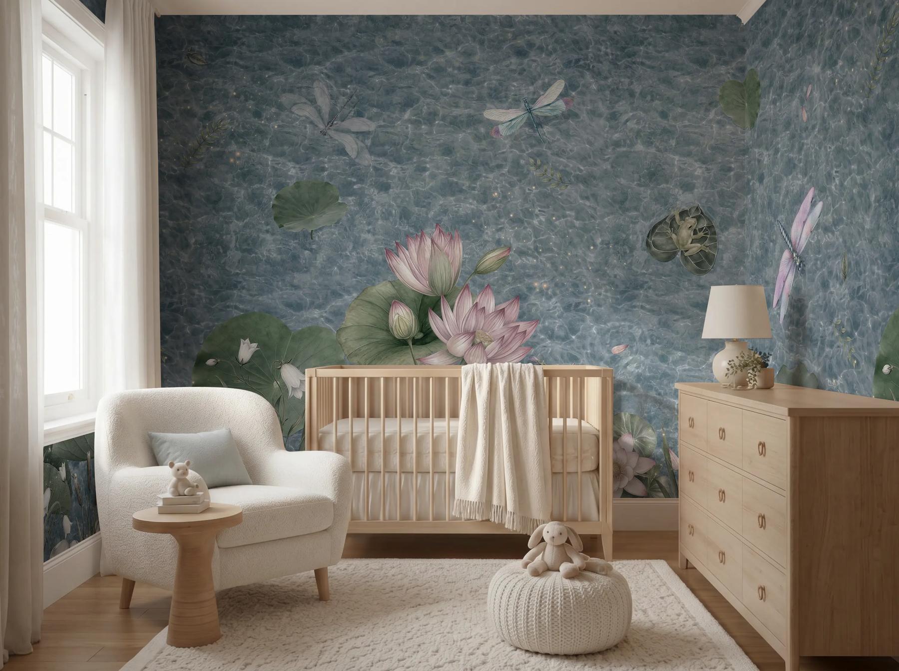 Peaceful Dragonfly And Lotus Pond Lake Wallpaper Mural