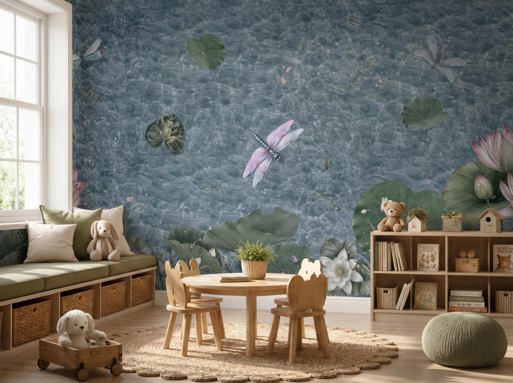 Peaceful Dragonfly And Lotus Pond Lake Wallpaper Mural
