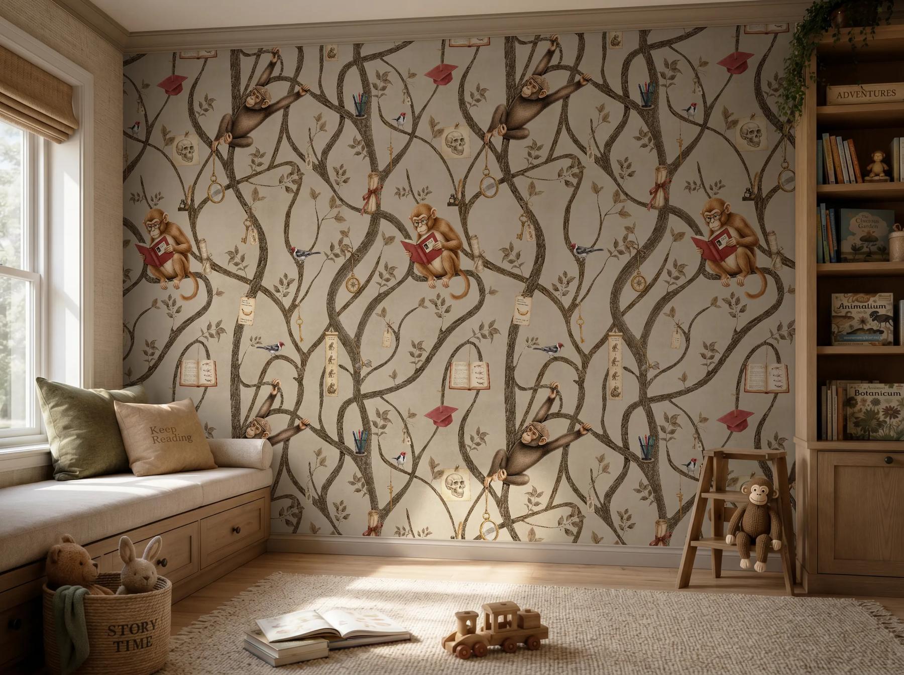 Kids Playful Monkey Forest Wallpaper Mural