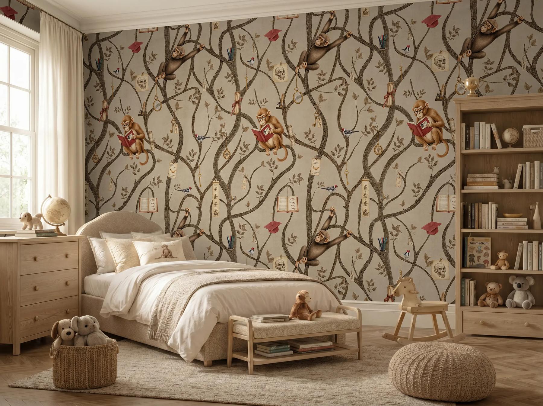 Kids Playful Monkey Forest Wallpaper Mural