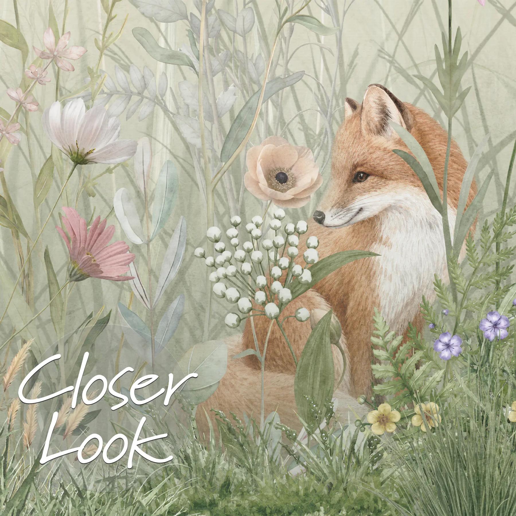 Kids Whimsical Fox Meadow Floral Wallpaper Mural
