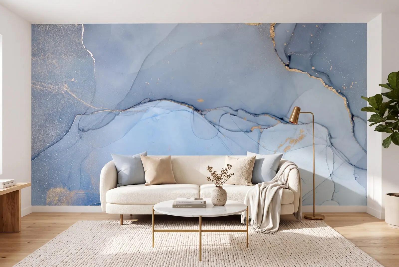 Powder Blue Marble Wallpaper Mural