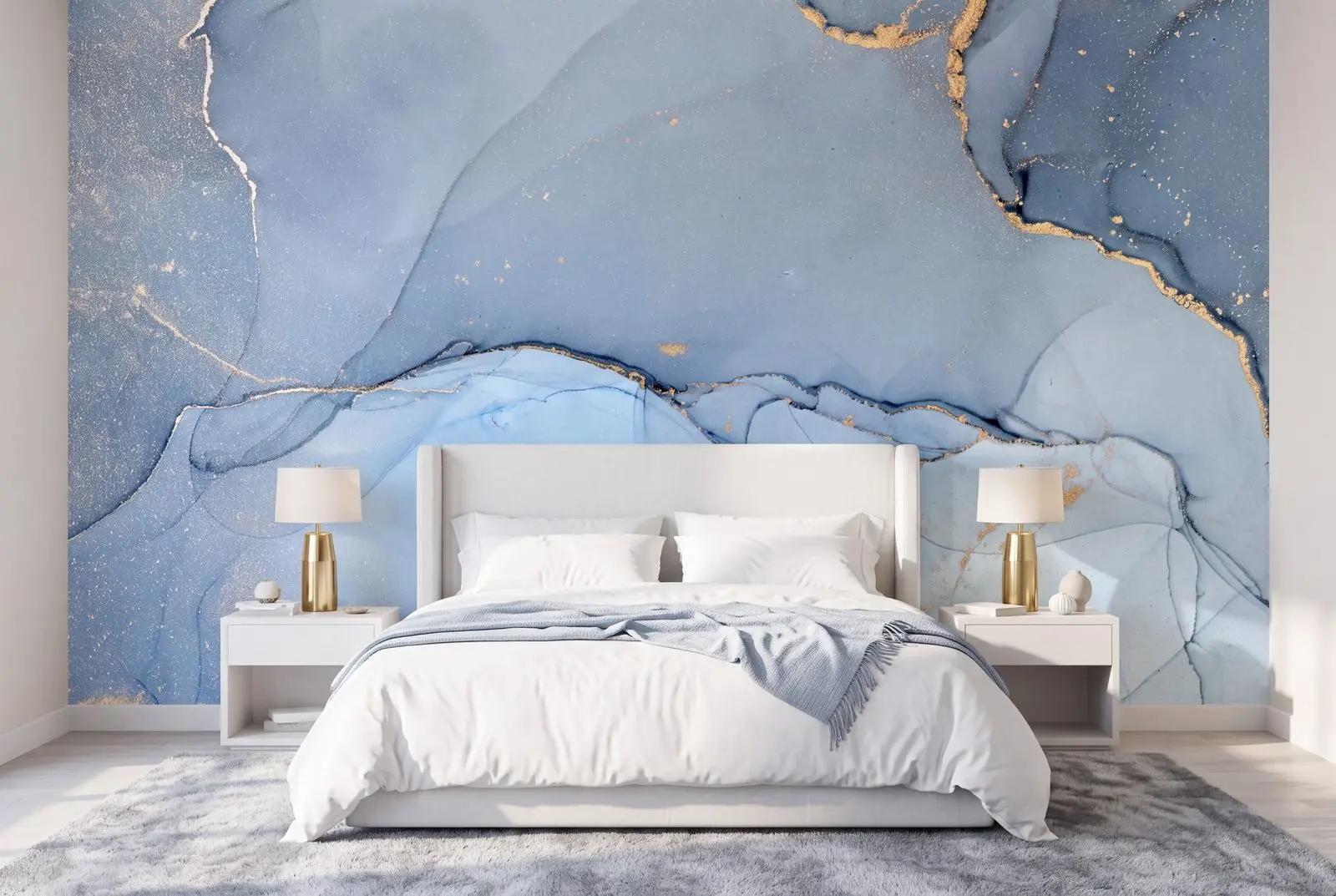 Powder Blue Marble Wallpaper Mural
