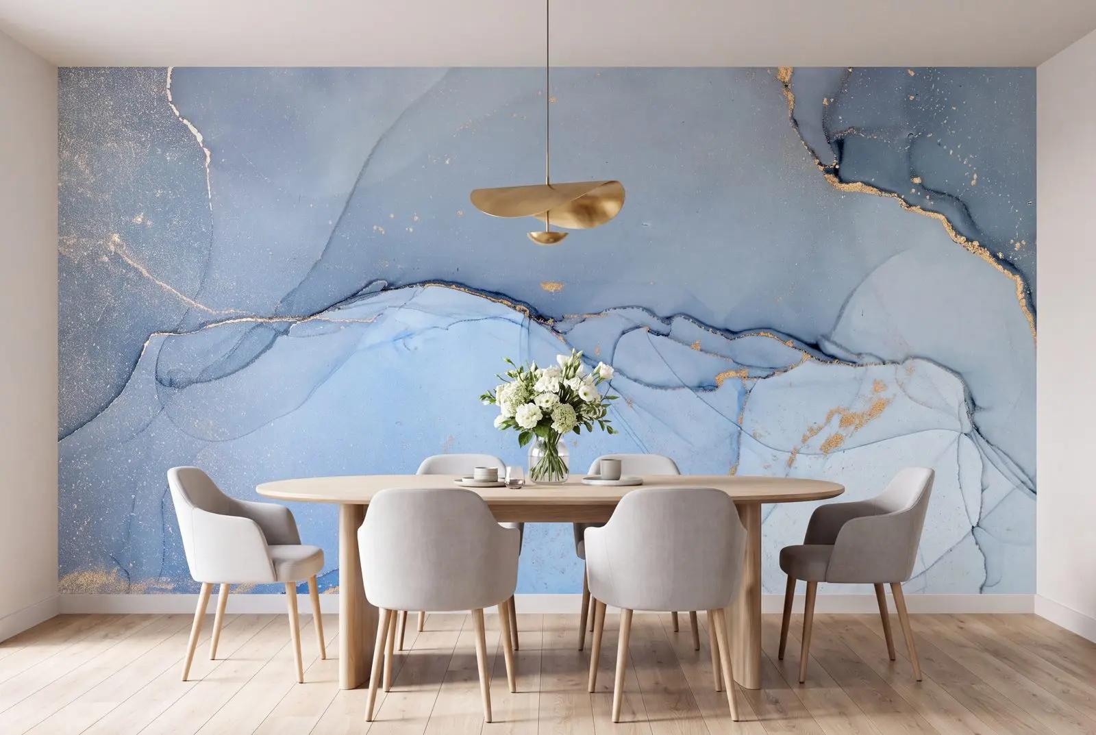 Powder Blue Marble Wallpaper Mural