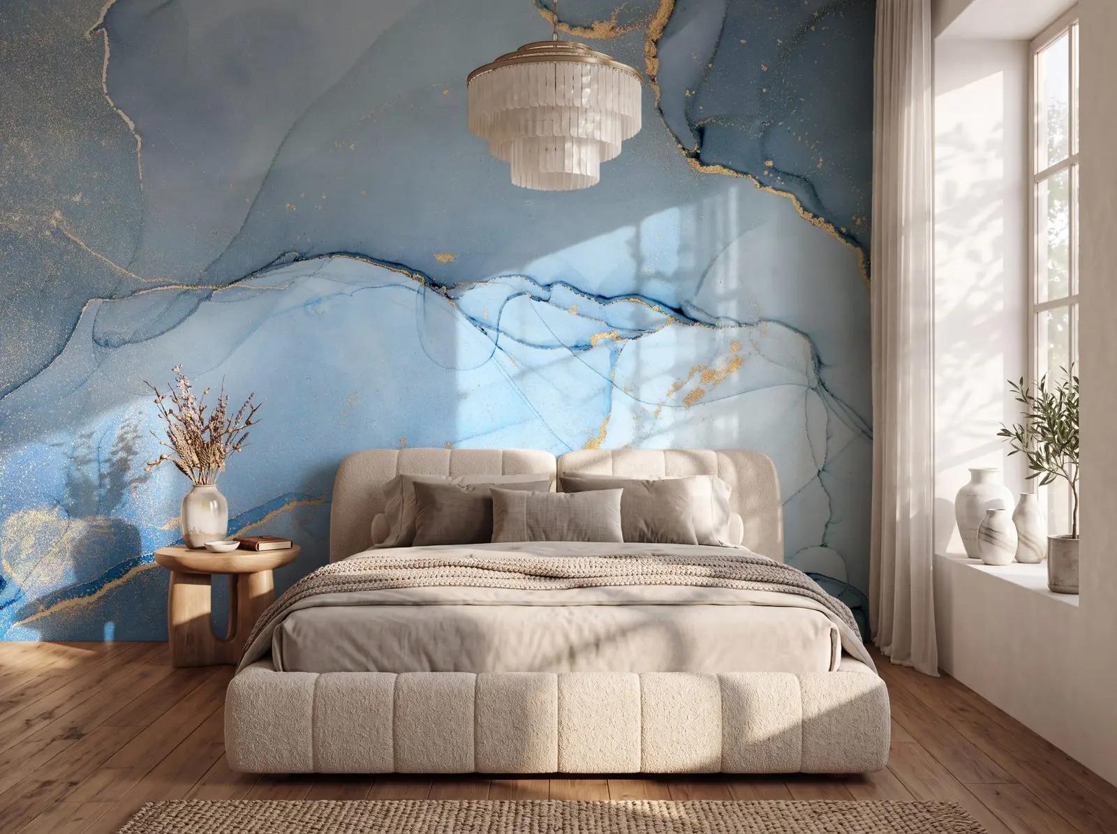 Powder Blue Marble Wallpaper Mural