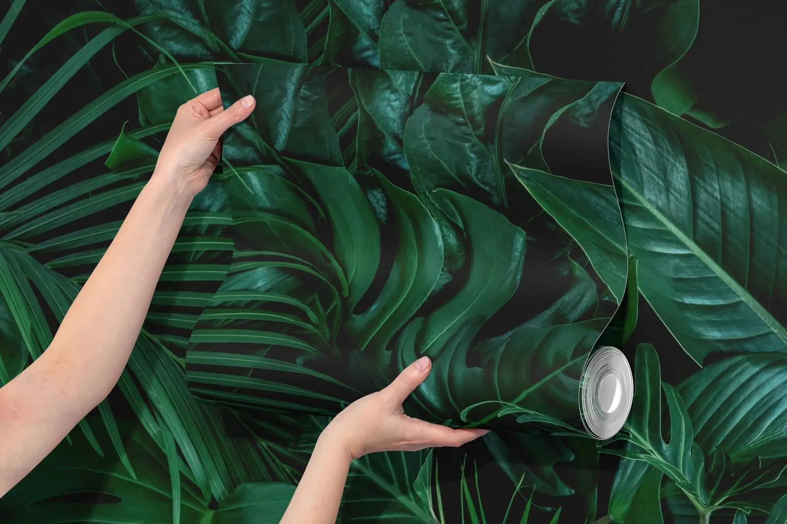 Tropical Wallpaper Mural with Dark Green Foliage
