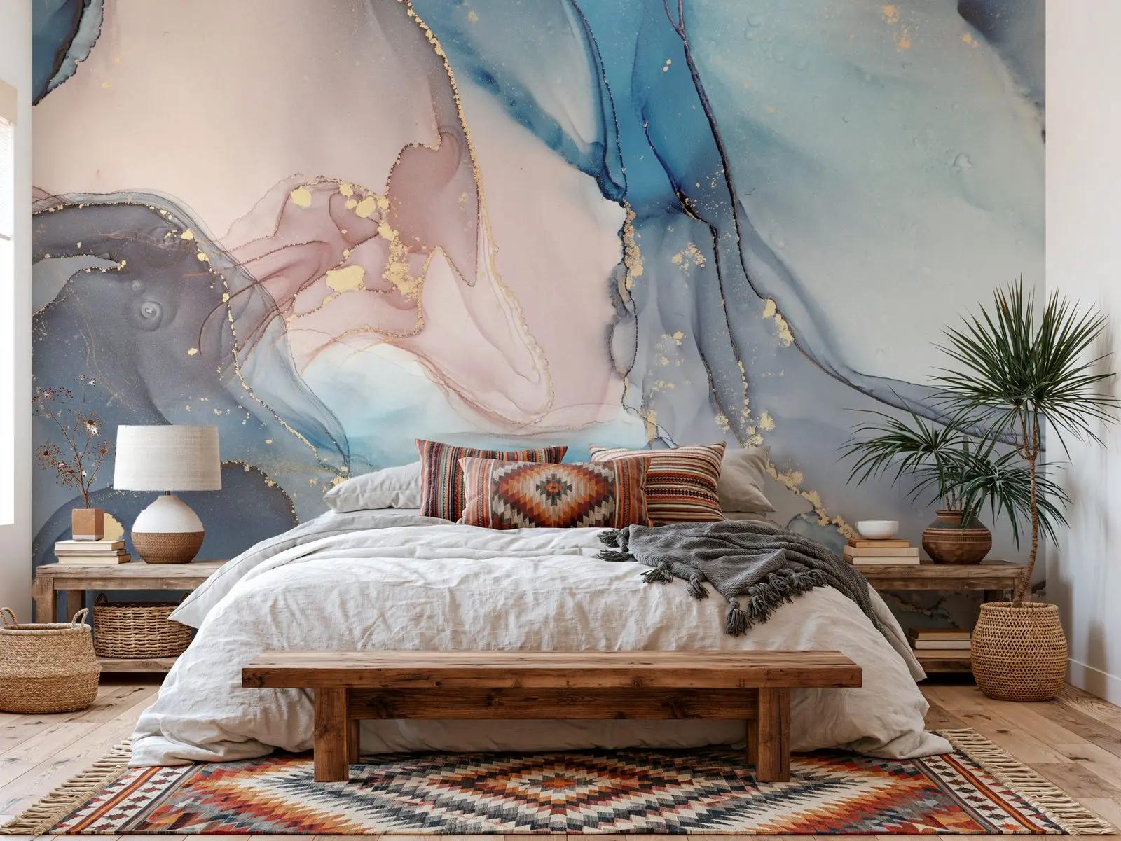 Blush Blue Alcohol Ink Marble Wallpaper Mural