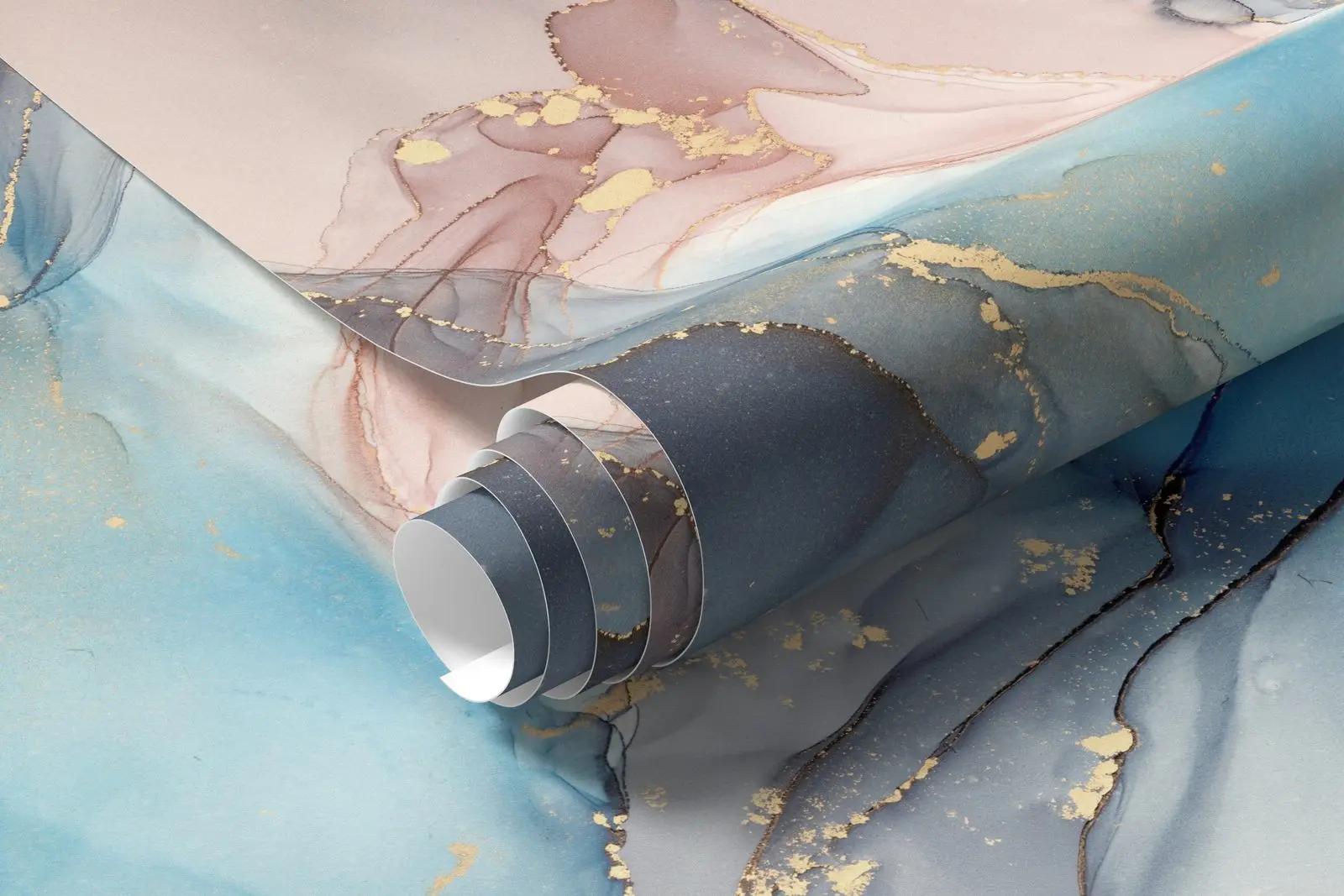 Blush Blue Alcohol Ink Marble Wallpaper Mural