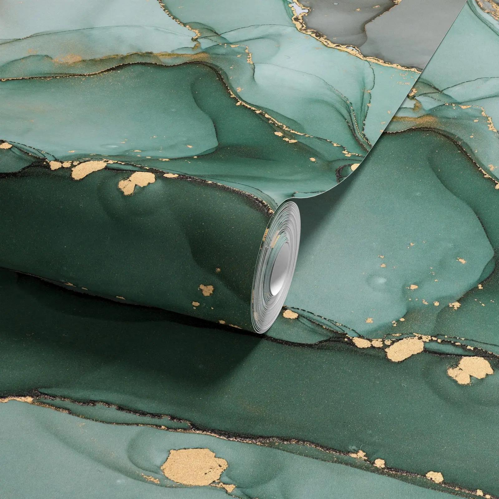 Emerald Green Alcohol Ink Marble Wallpaper Mural
