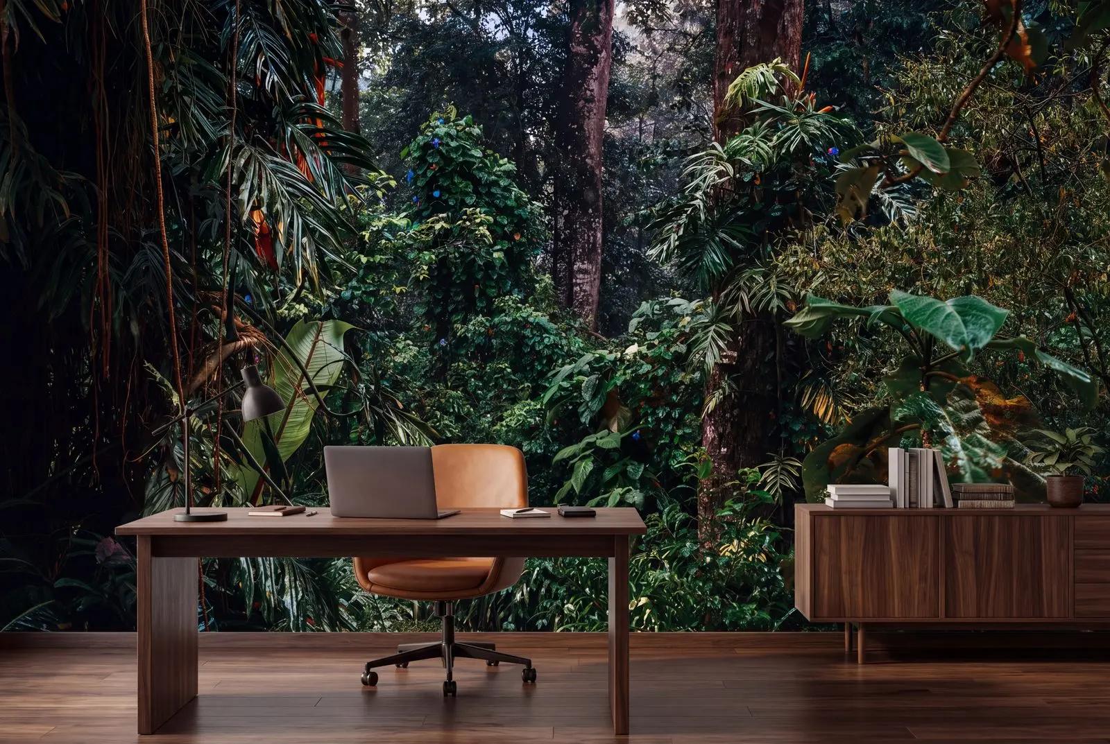 Dark Tropical Jungle Wallpaper Mural
