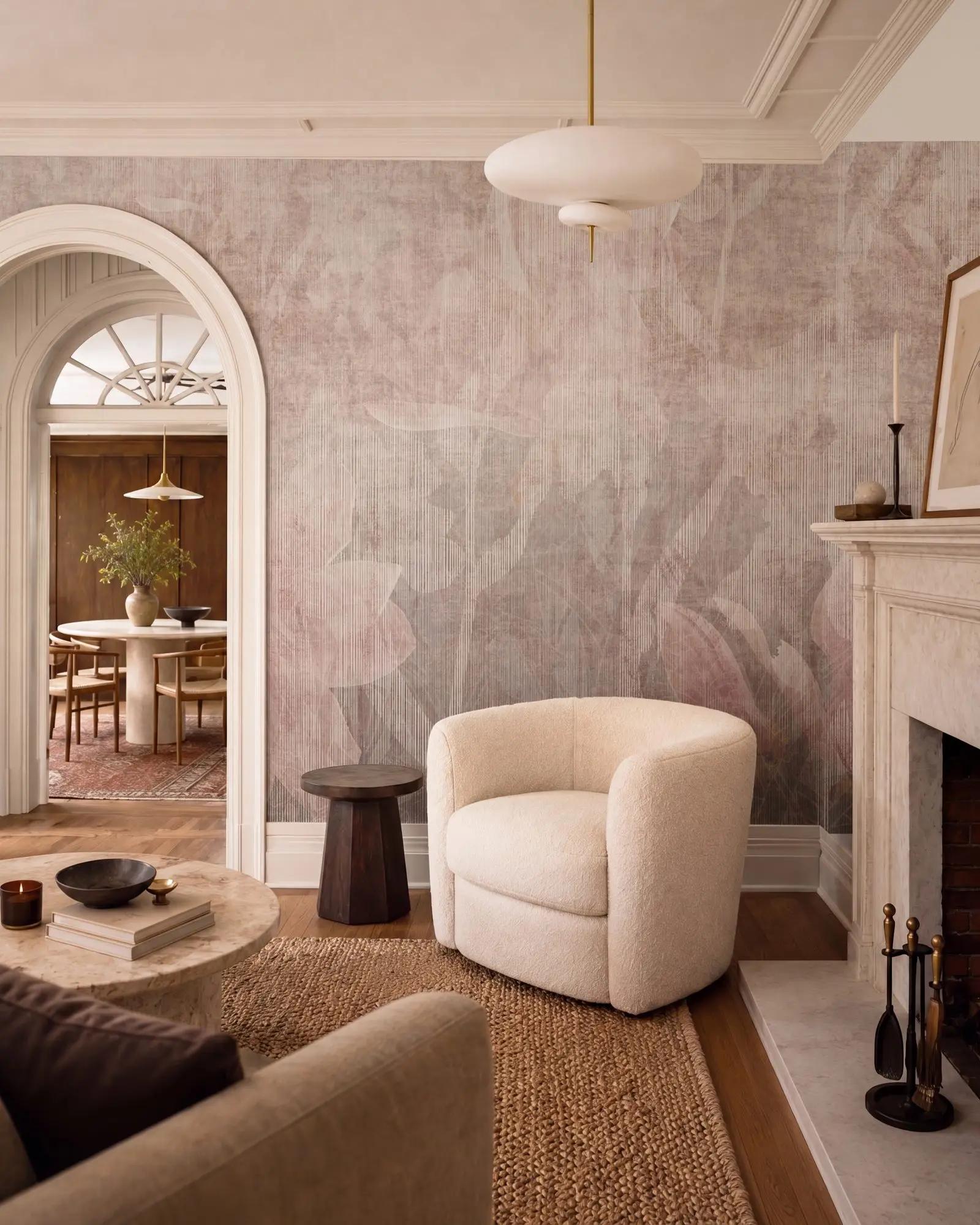Dusty Pink Magnolia Flower Wallpaper Mural