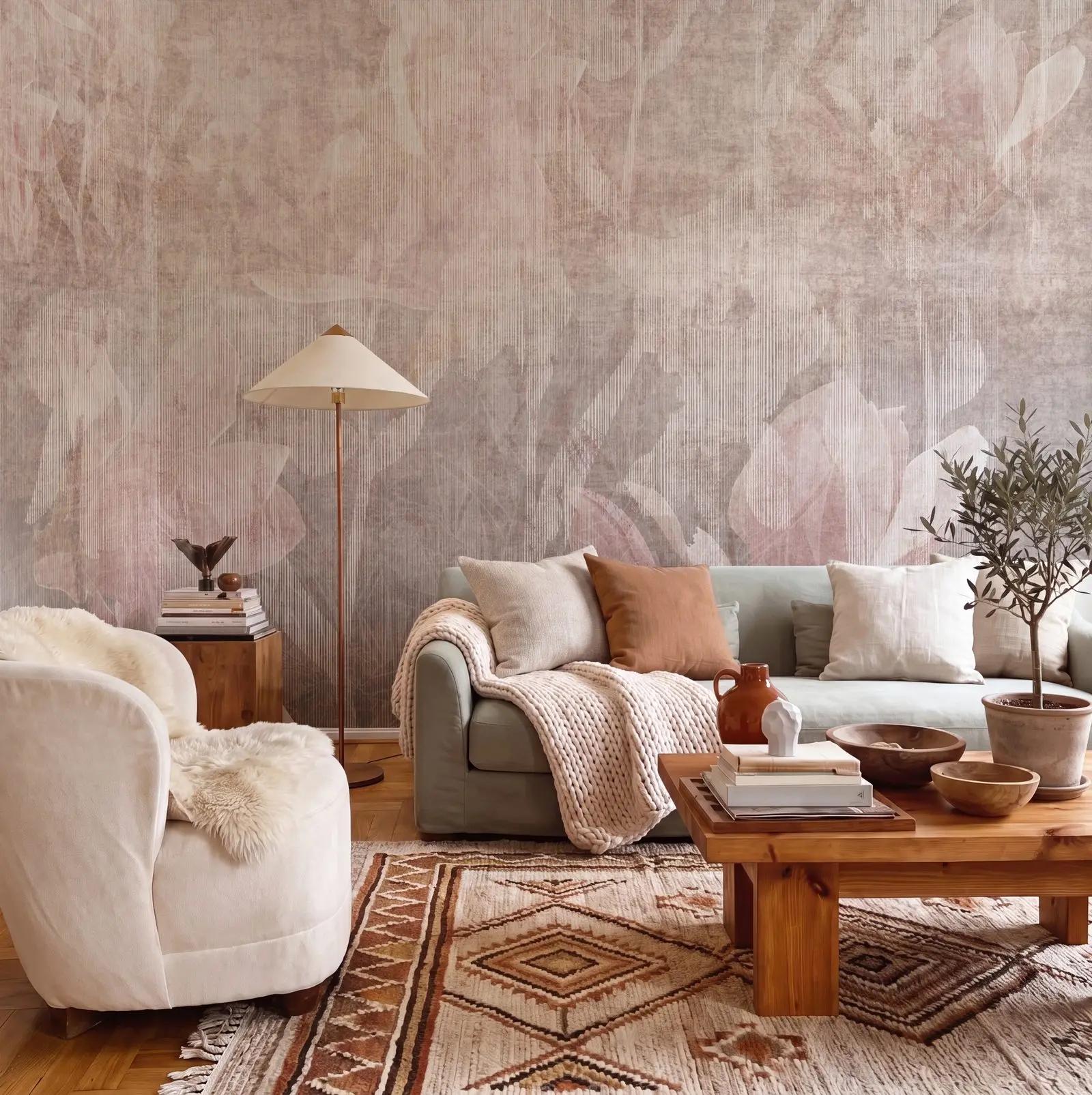 Dusty Pink Magnolia Flower Wallpaper Mural