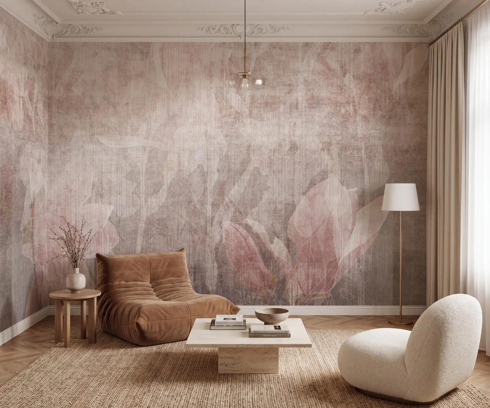Dusty Pink Magnolia Flower Wallpaper Mural