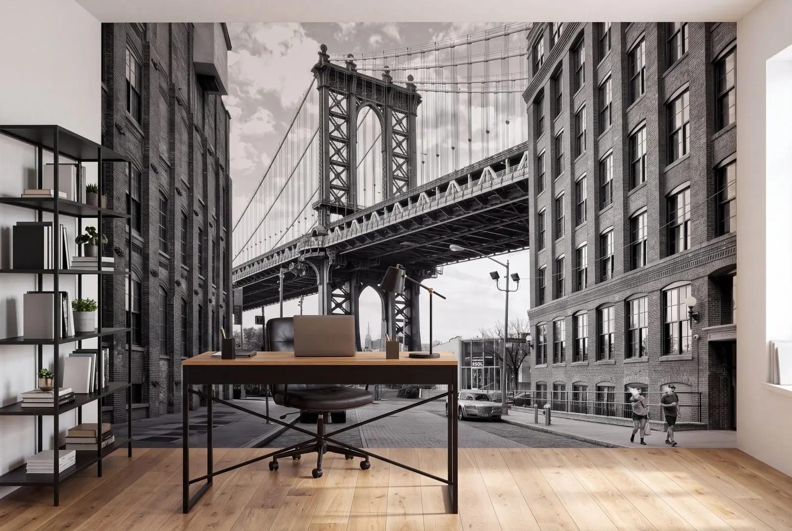 Manhattan Bridge Brick Wallpaper Mural