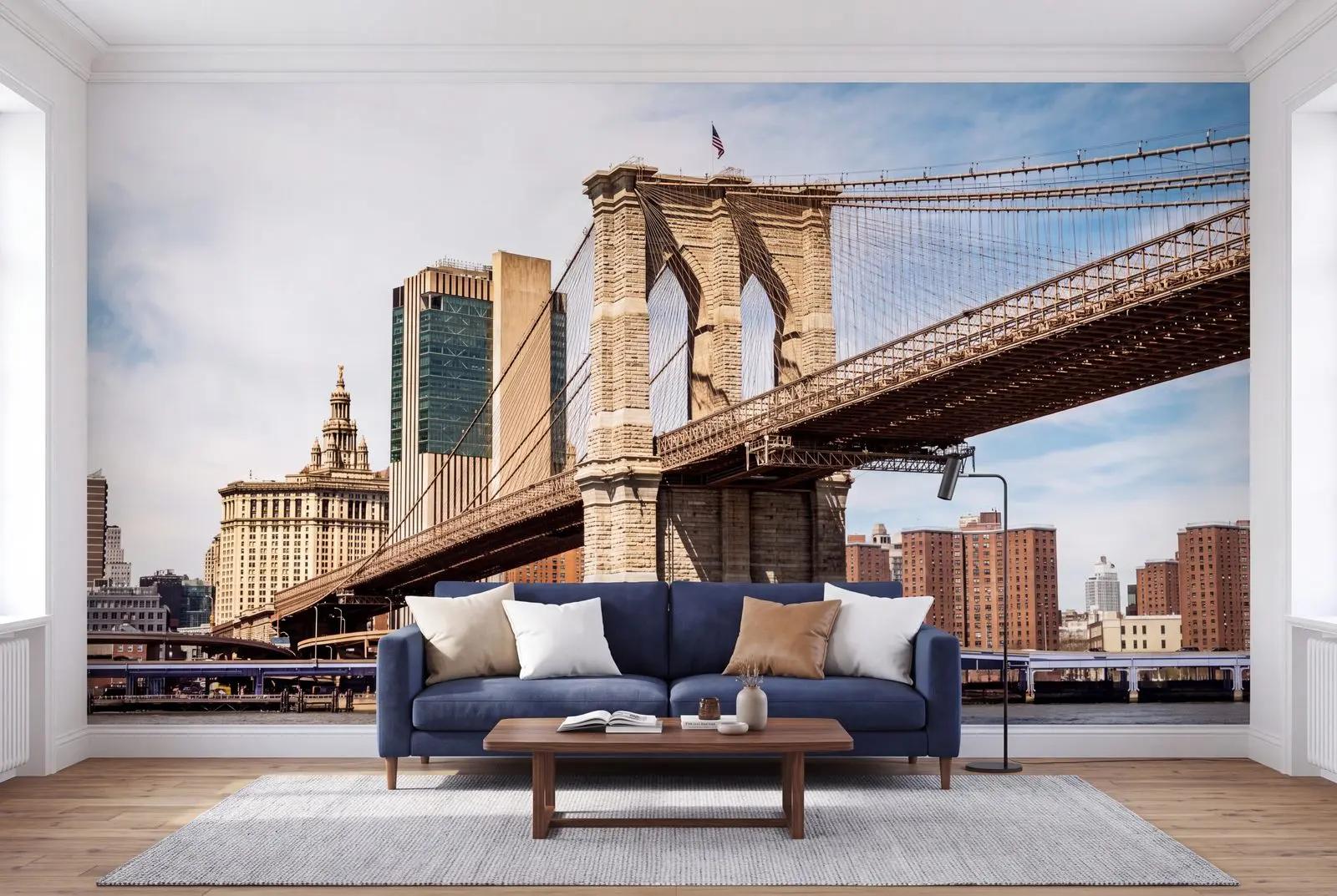 Brooklyn Bridge and City Skyline Wallpaper Mural