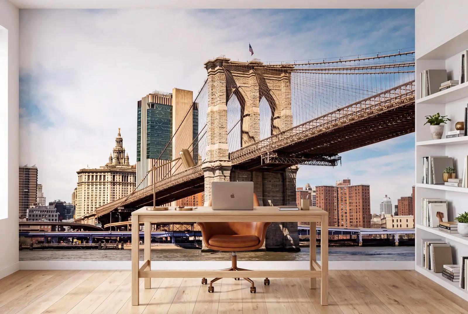 Brooklyn Bridge and City Skyline Wallpaper Mural
